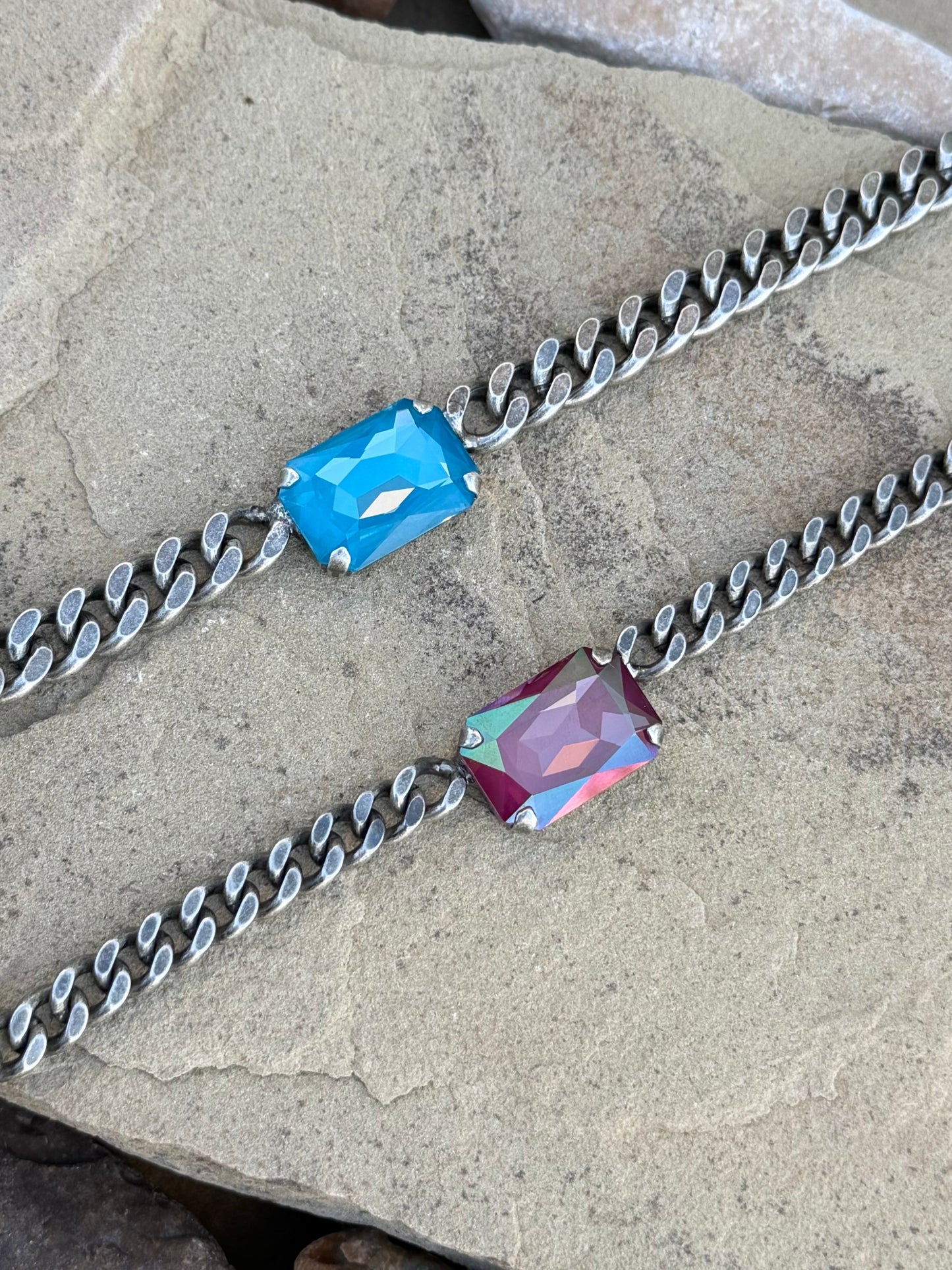 Marisa blue chunky chain necklace TOVA