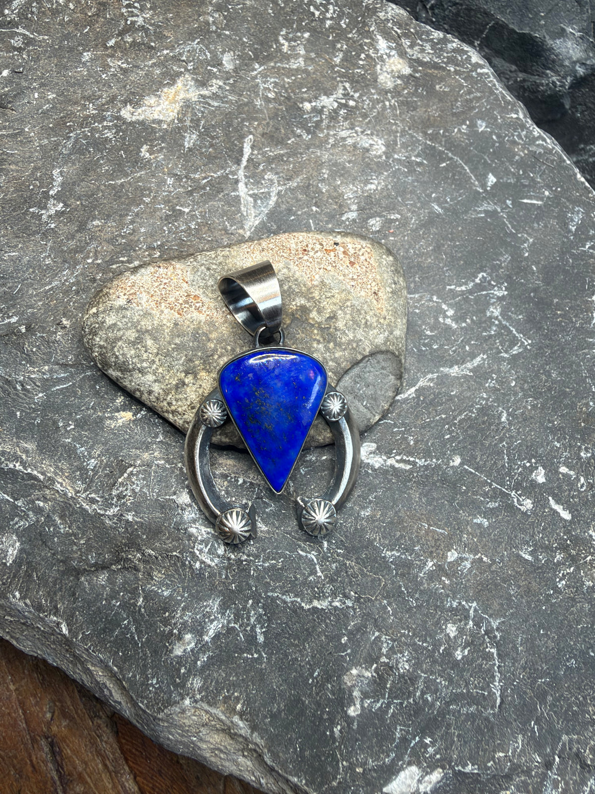 JPond - Sterling Naja Pendant w Blue Lapis Stone