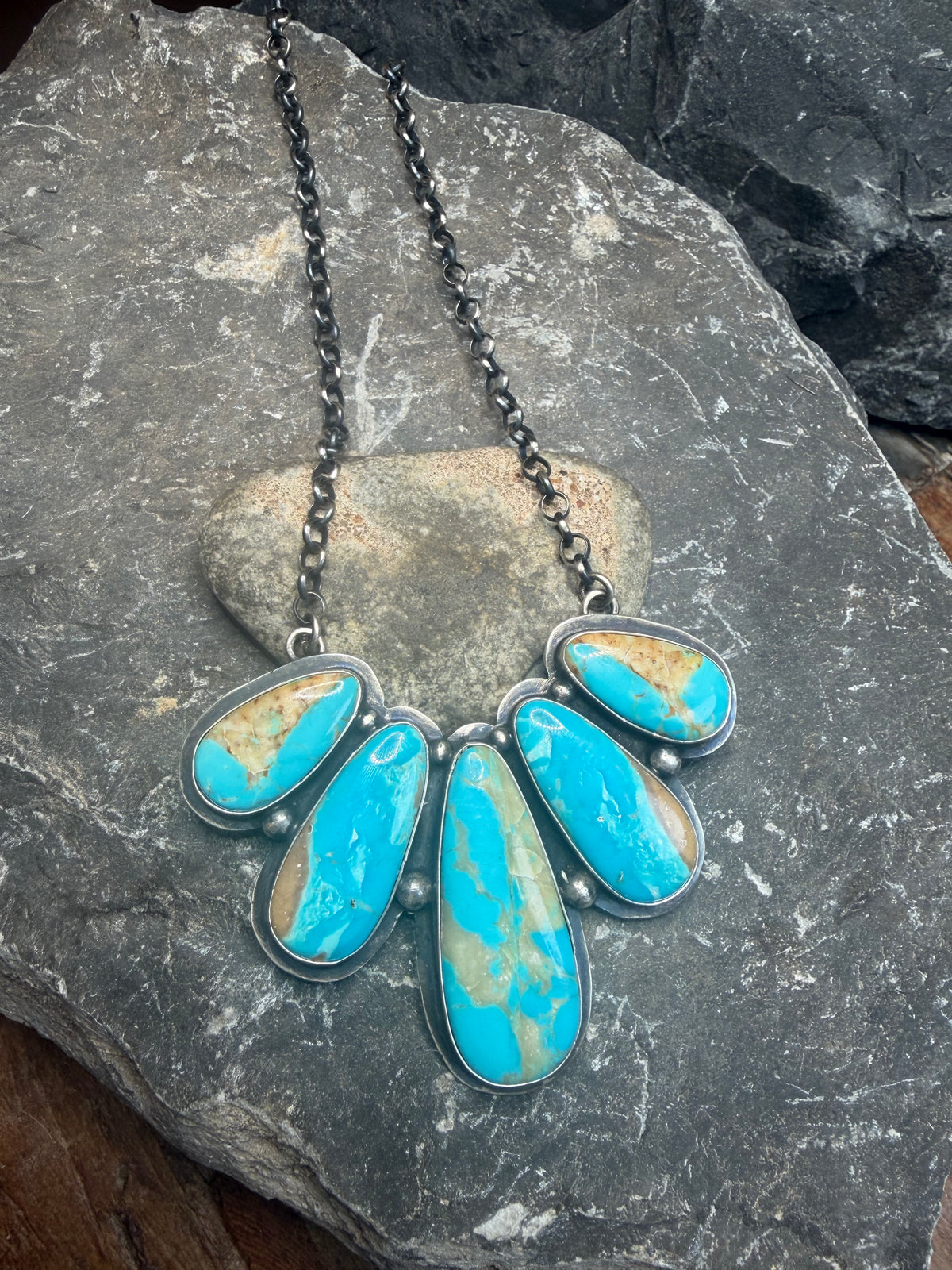 Nina - Armenian Turquoise Cluster Necklace - 20.5" Long