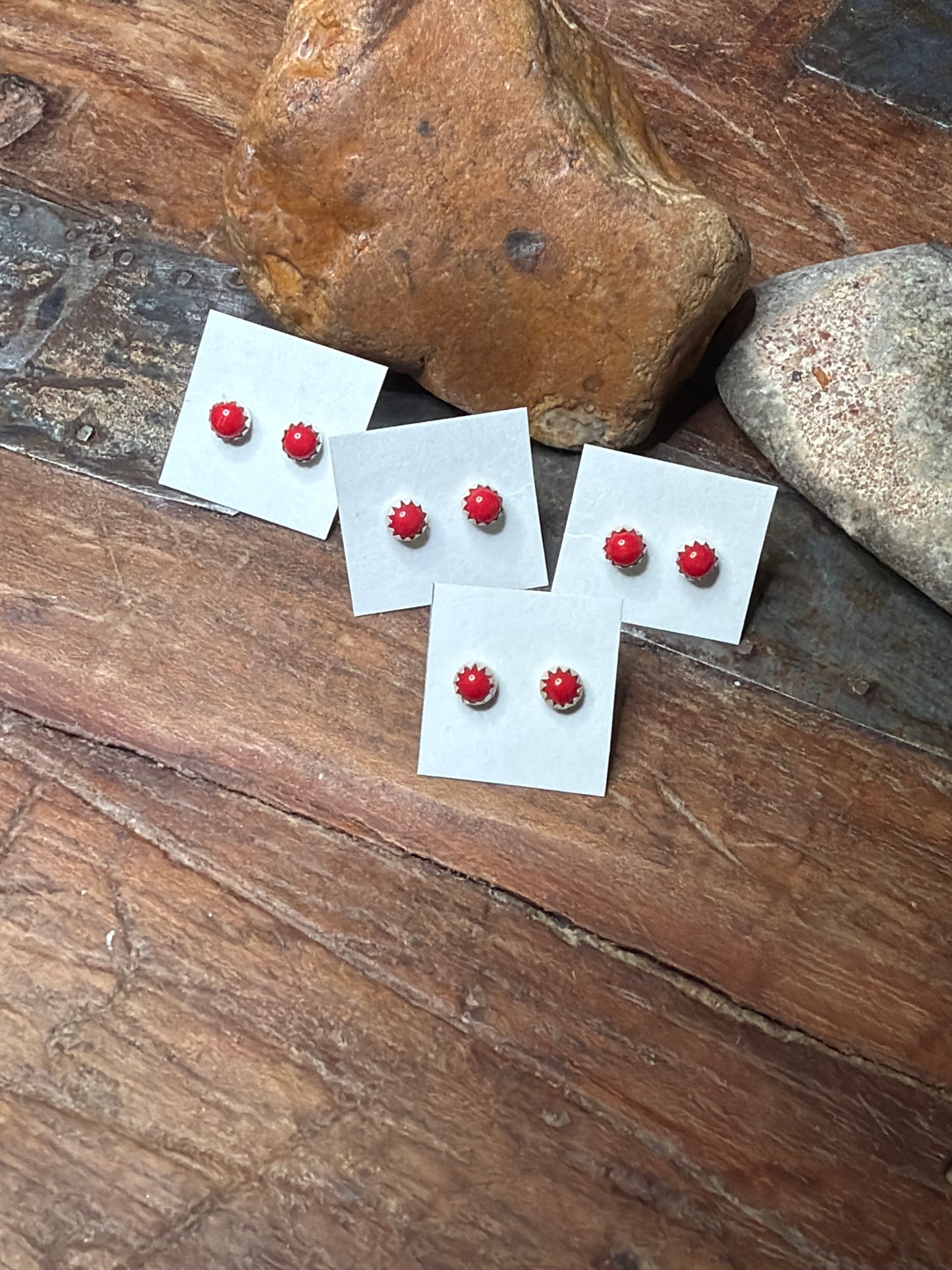 Red stud earring