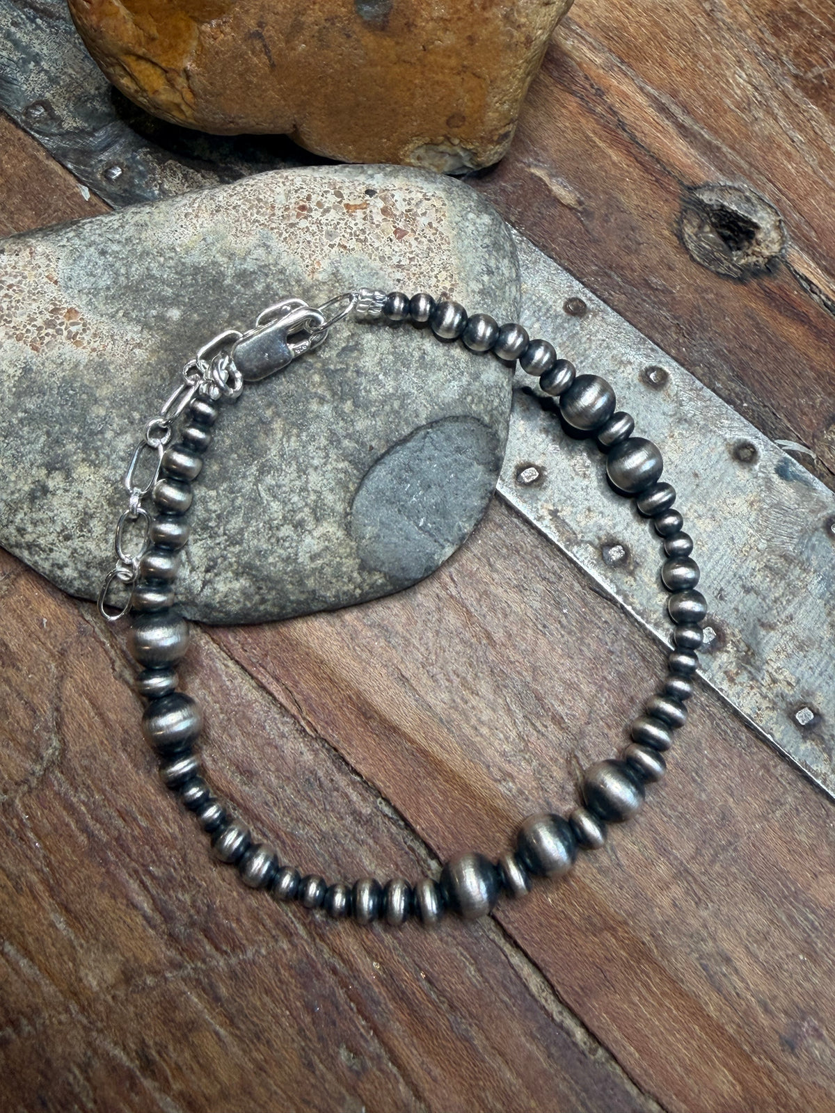 Tina - 4mm to 6mm Graduated Machine Made Beaded Bracelet - 7-3/8" to 9.25" Long