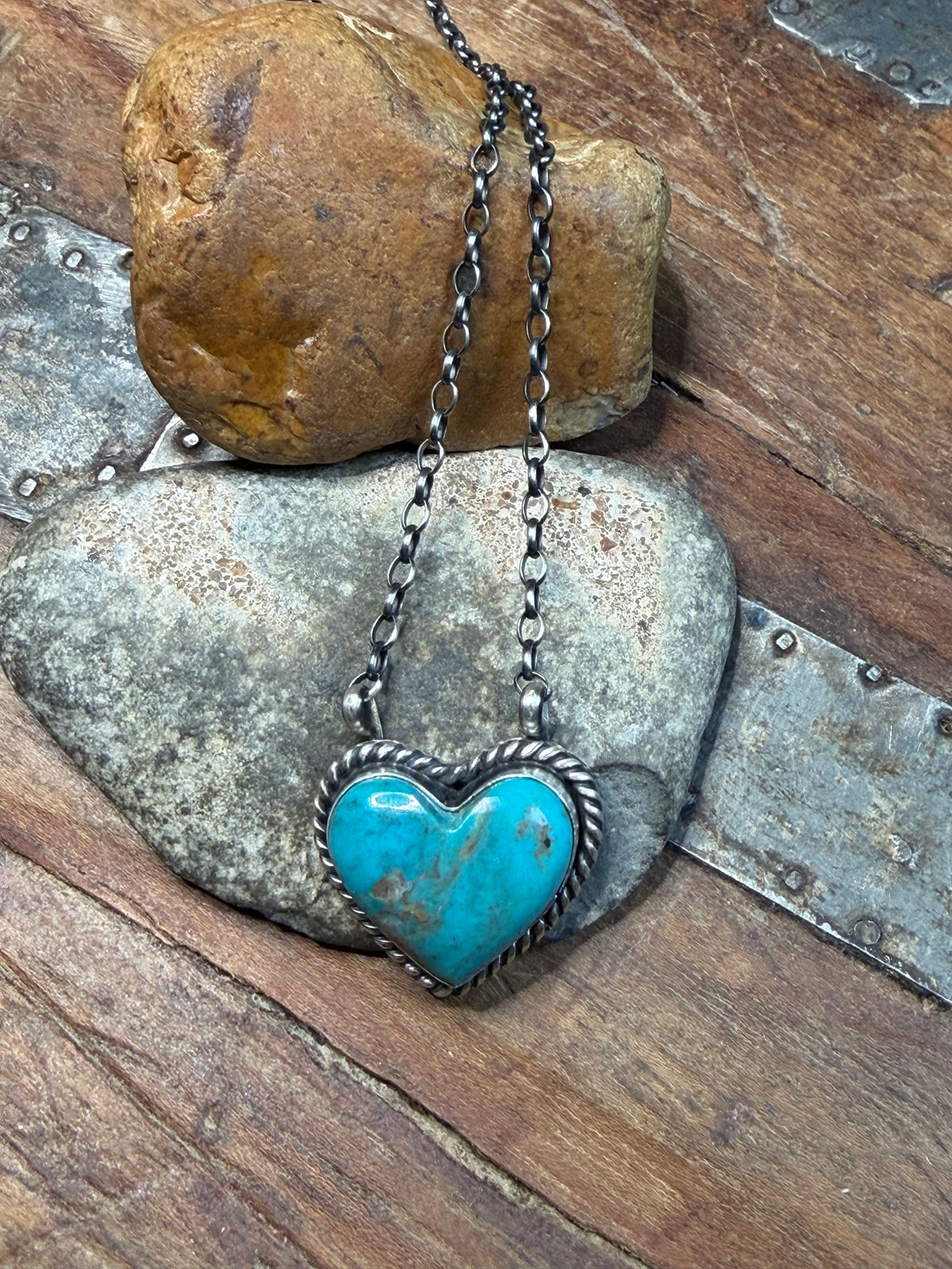 Mananna - Turquoise Heart Necklace - 18.5" Long