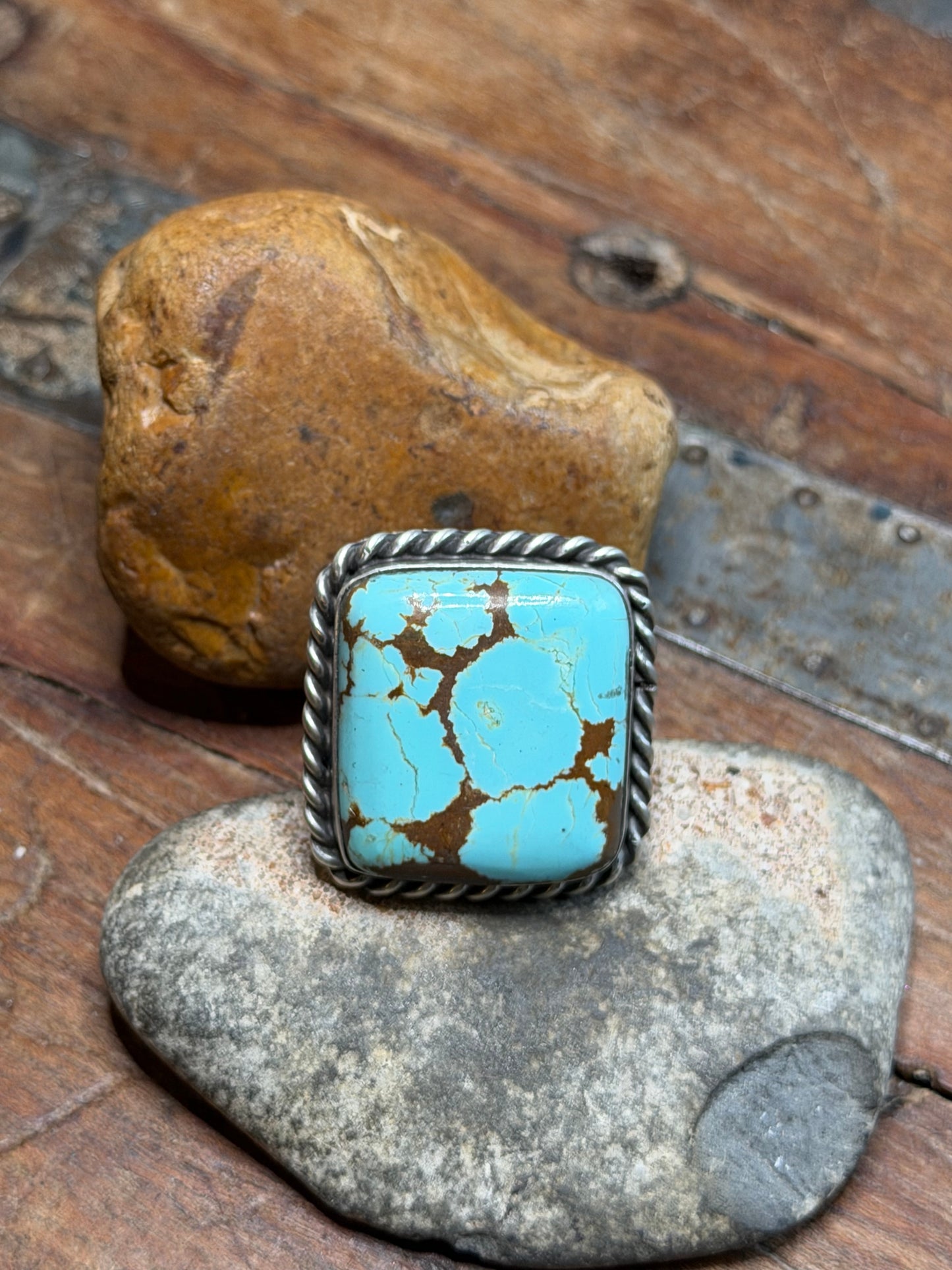 Turquoise Square Adjustable Ring