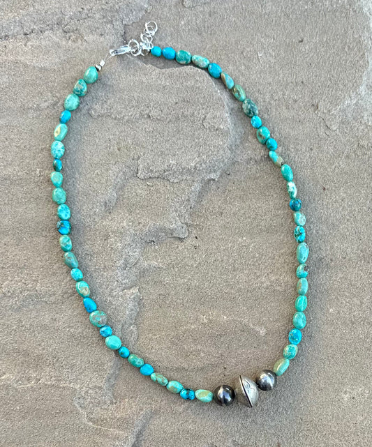 Turquoise and coin necklace