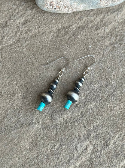 Sterling bead and Turquoise earring