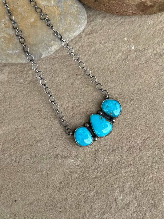 Electric blue bar necklace