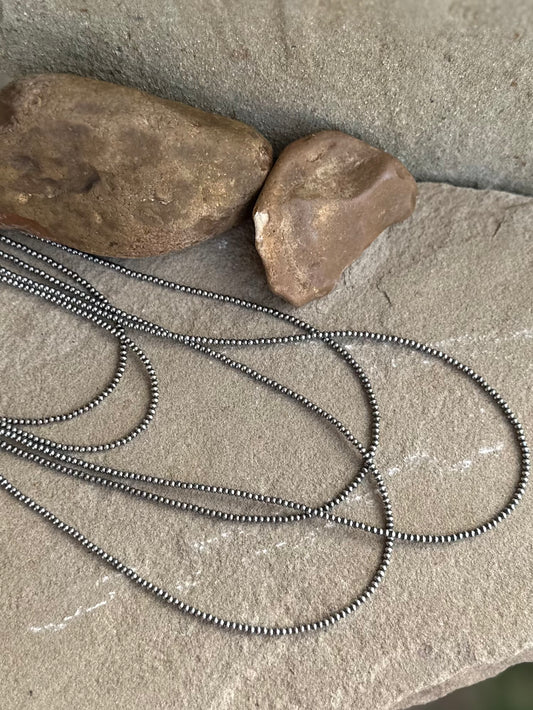 2mm sterling pearl bead necklace 24 inch