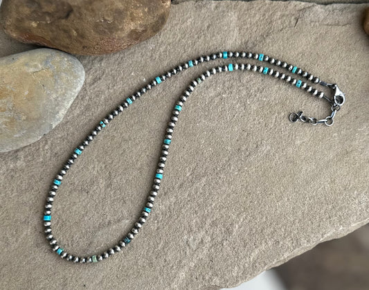 Turquoise and sterling bead with extender blue