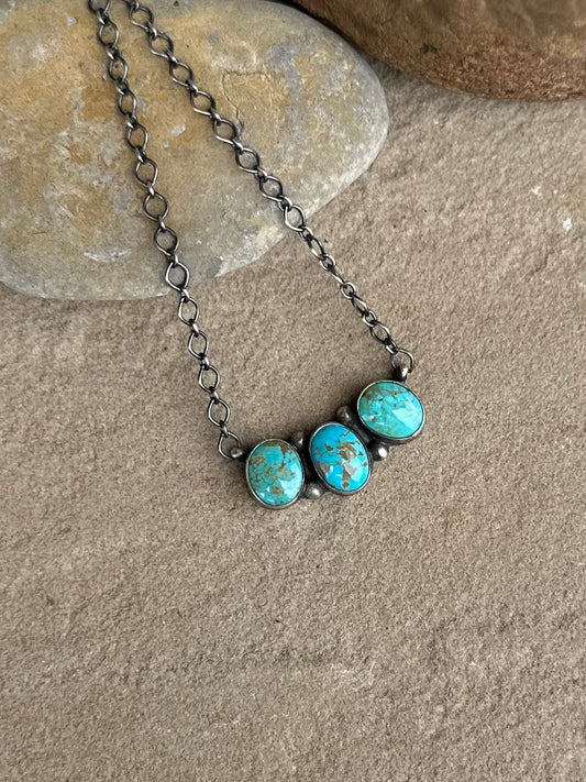 Electric turquoise bar necklace