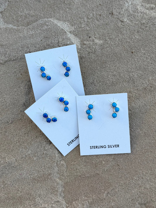 Blue opal earring crawler