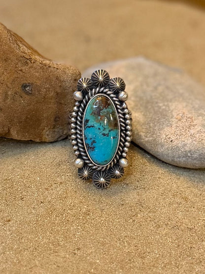 Heavy sterling silver ring with Turquoise