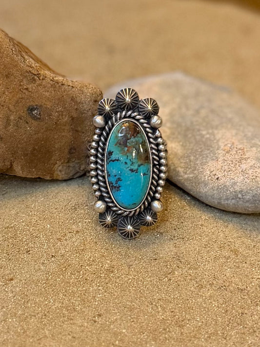 Heavy sterling silver ring with Turquoise