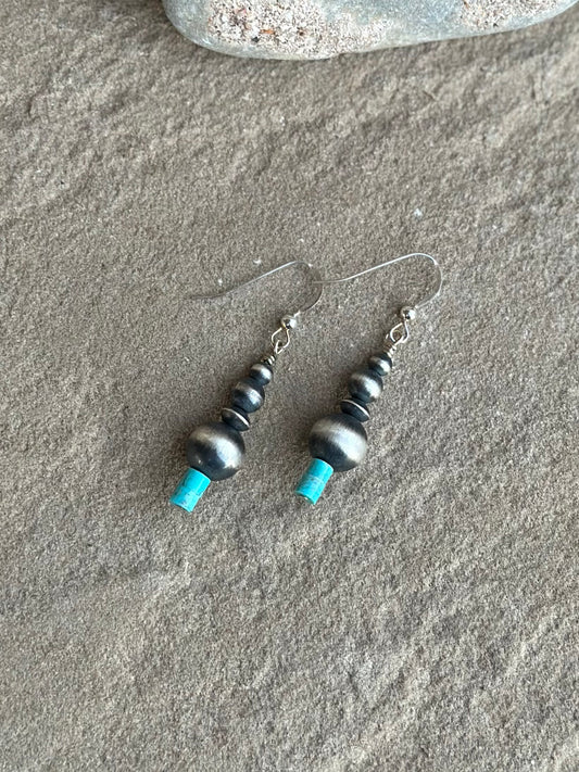 Sterling bead and Turquoise earring