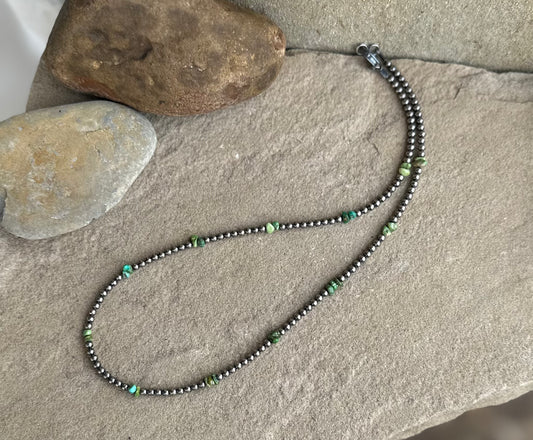 Turquoise and sterling bead necklace
