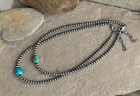 Turquoise and sterling bead necklace 1