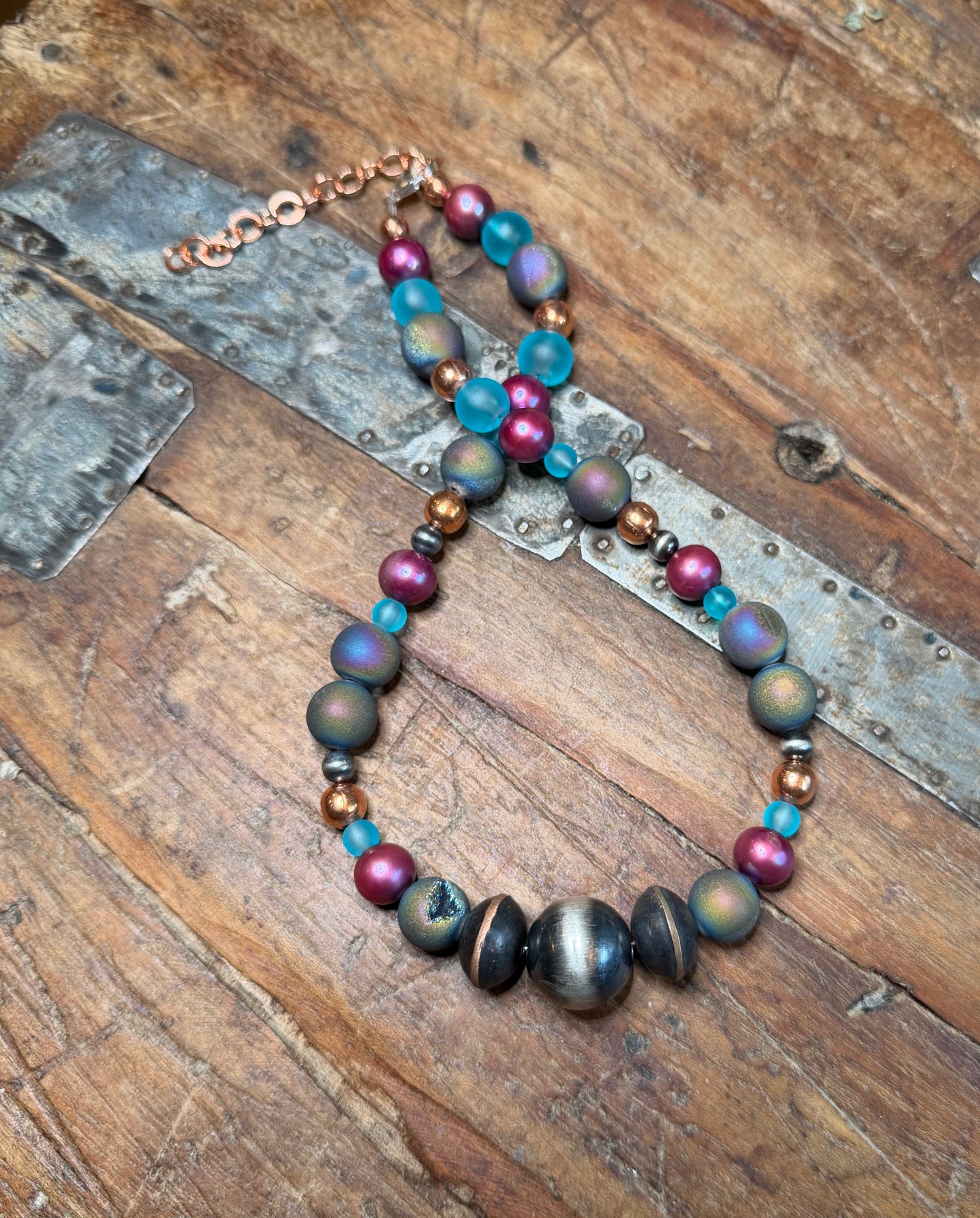 Jen - Carnival Bead Necklace - 17" to 19.5" Long