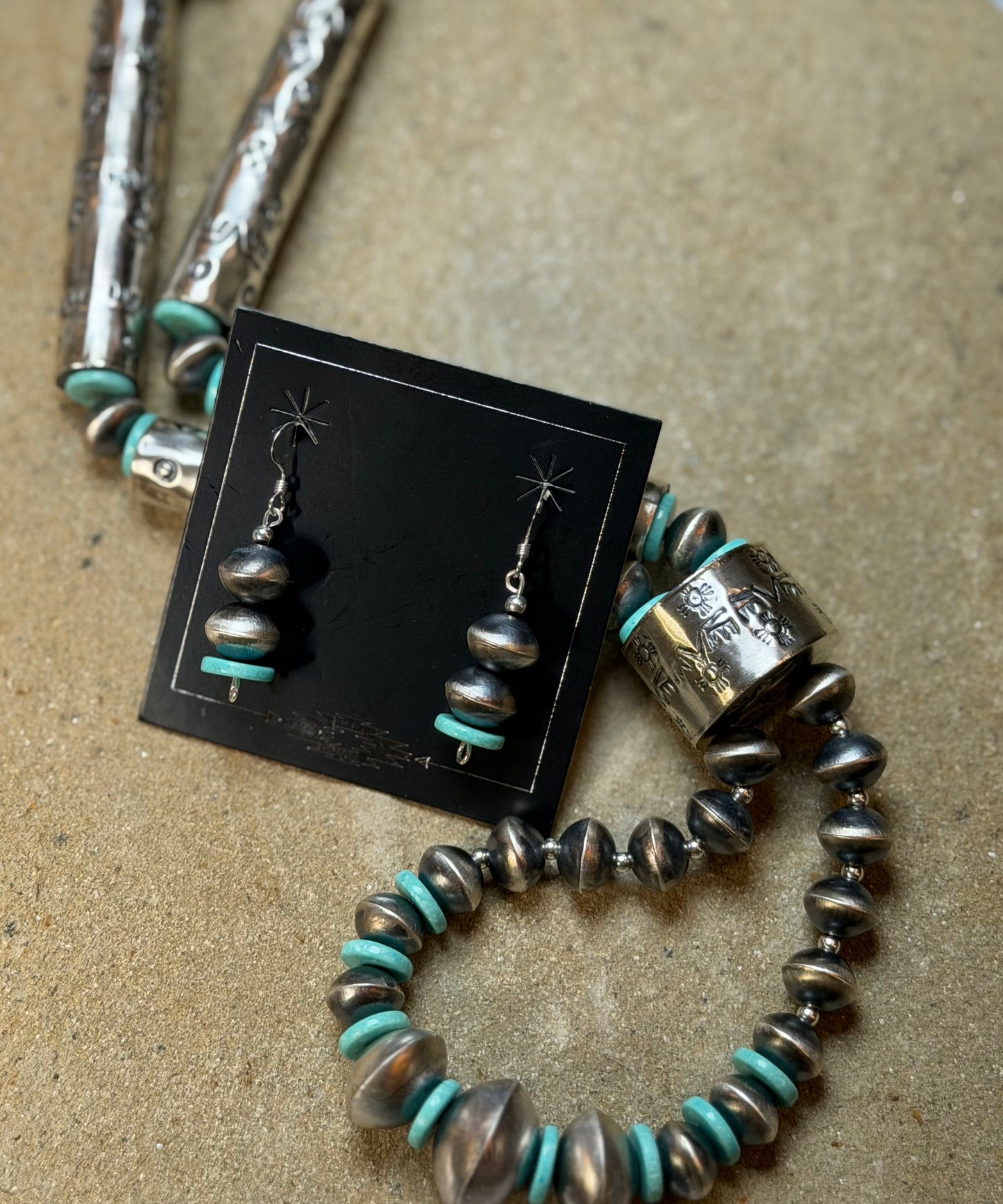 Kaitlyn Grace - Sterling Jacla Statement Necklace w Turquoise and Matching Earrings