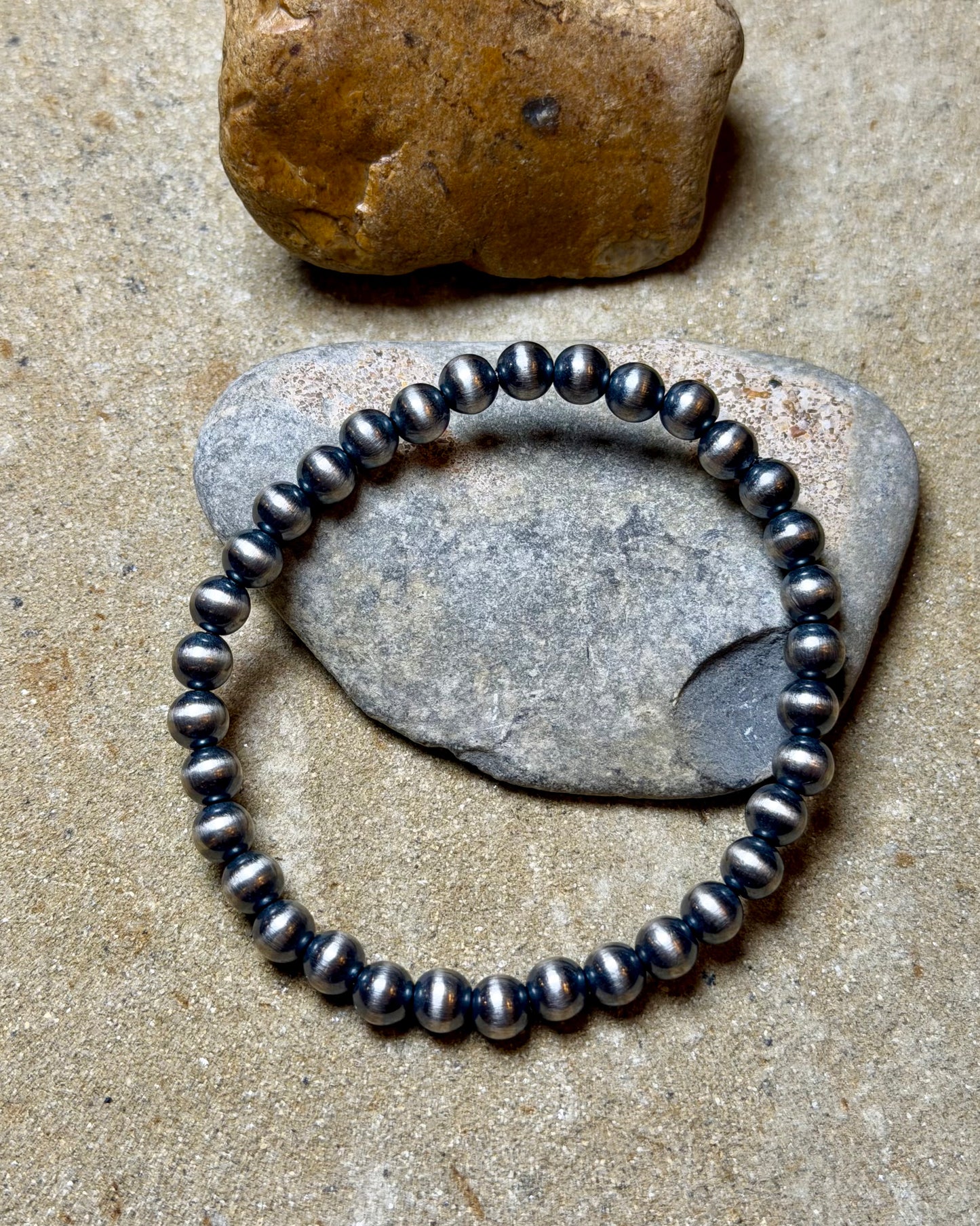 6mm Sterling Machine Made Beaded Bracelet