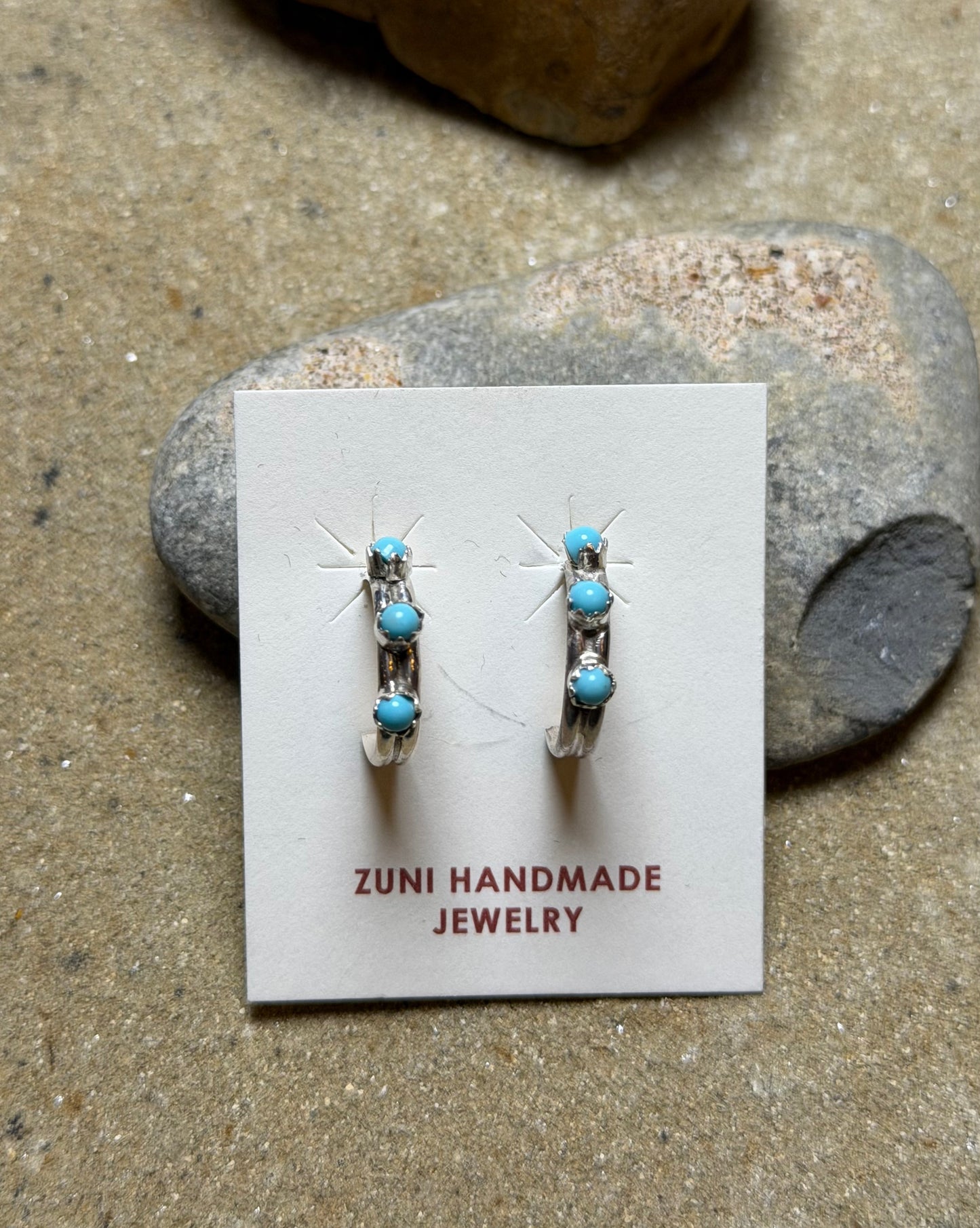 Sterling Hoops w Turquoise