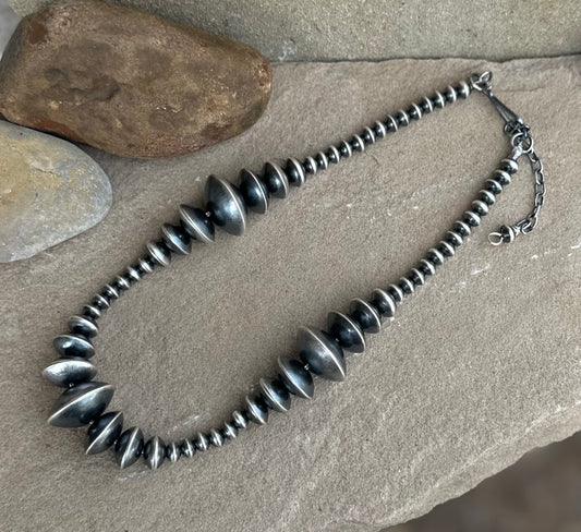 Graduated handmade pearl necklace 16 3/4