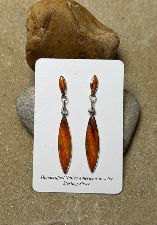 Gina - 2 Tier Orange Spiny Sterling Earrings