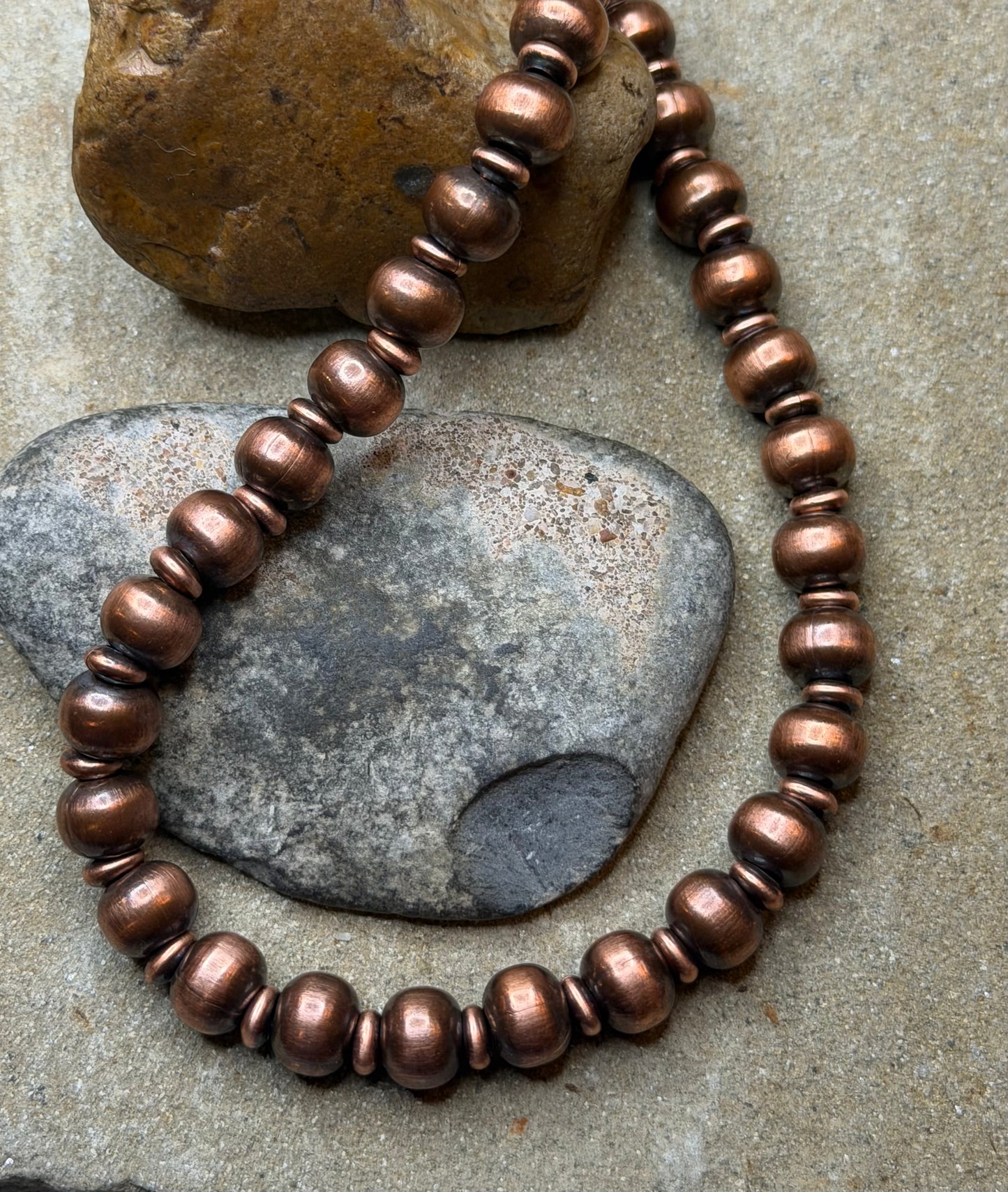 NC Lady - 10mm Machine Made Beaded Copper Necklace - 16" Long