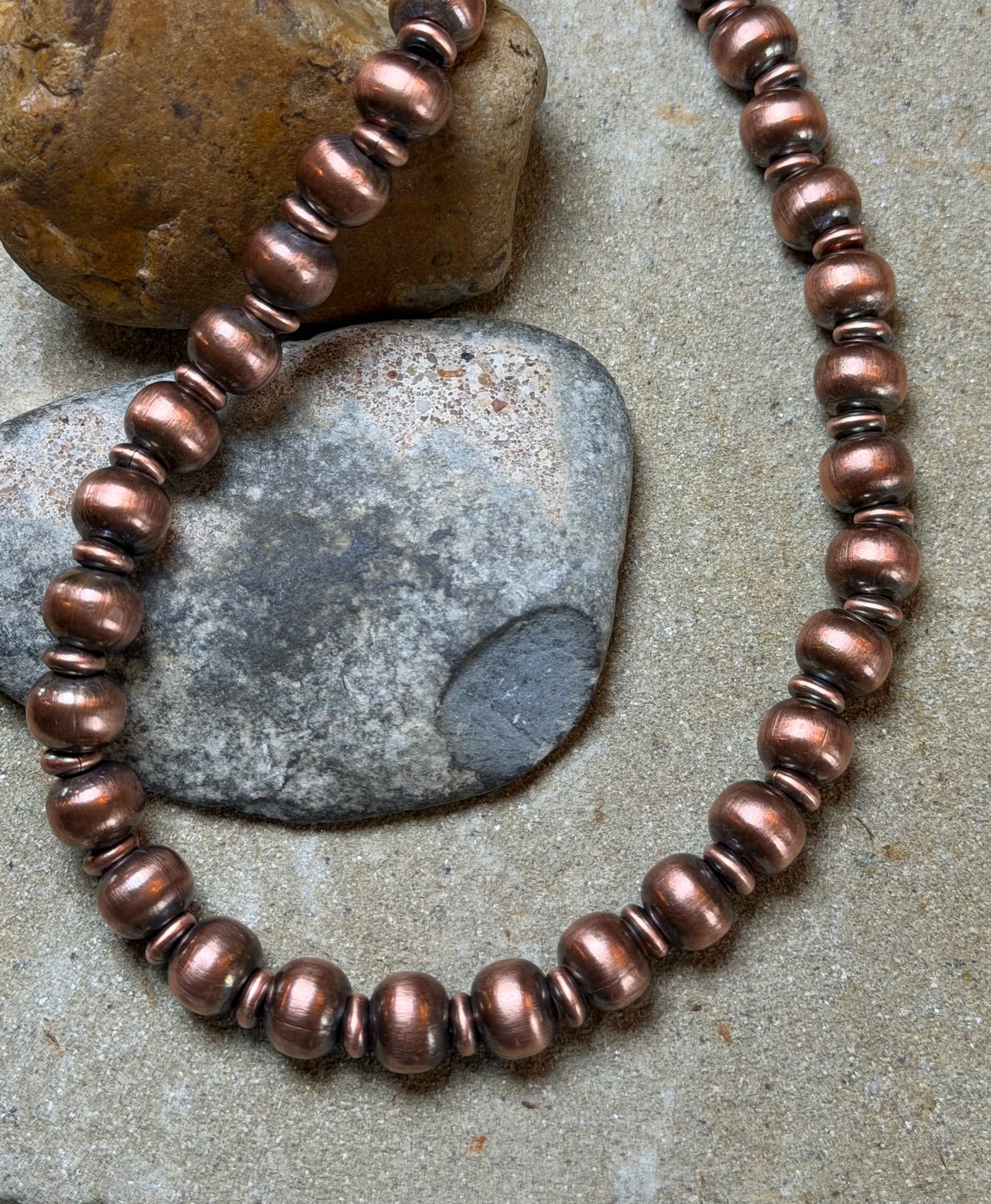 Florinda - 10mm Machine Made Copper Beaded Necklace - 22" Long
