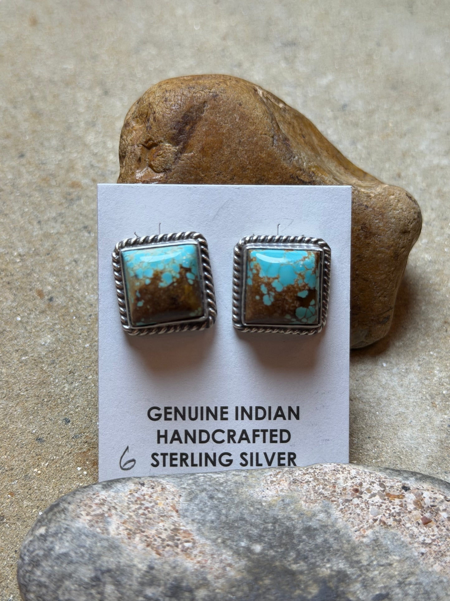 Gail - Turquoise Square Stud Earrings
