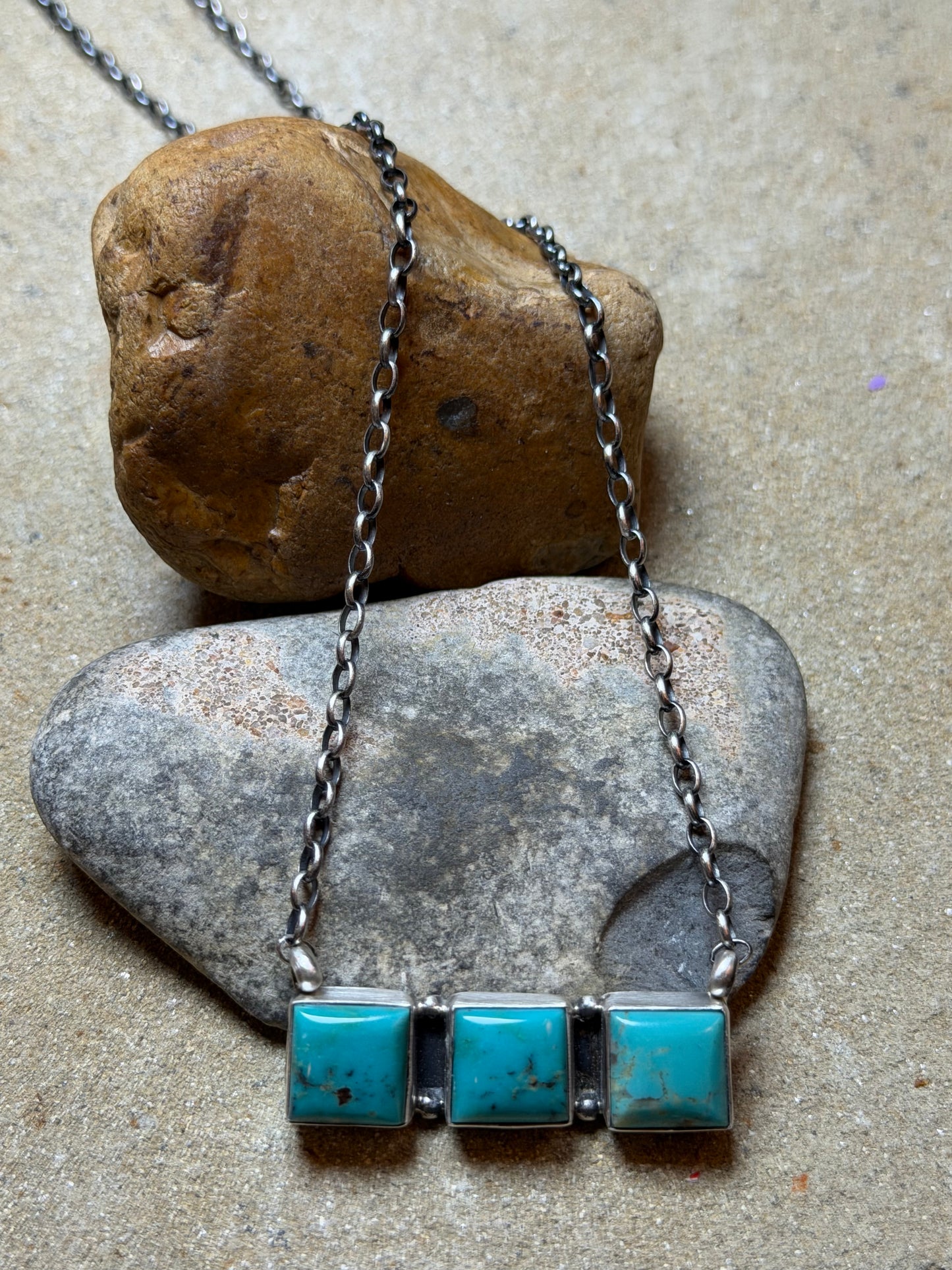 Lauren W - 3 Turquoise Stone Bar Necklace