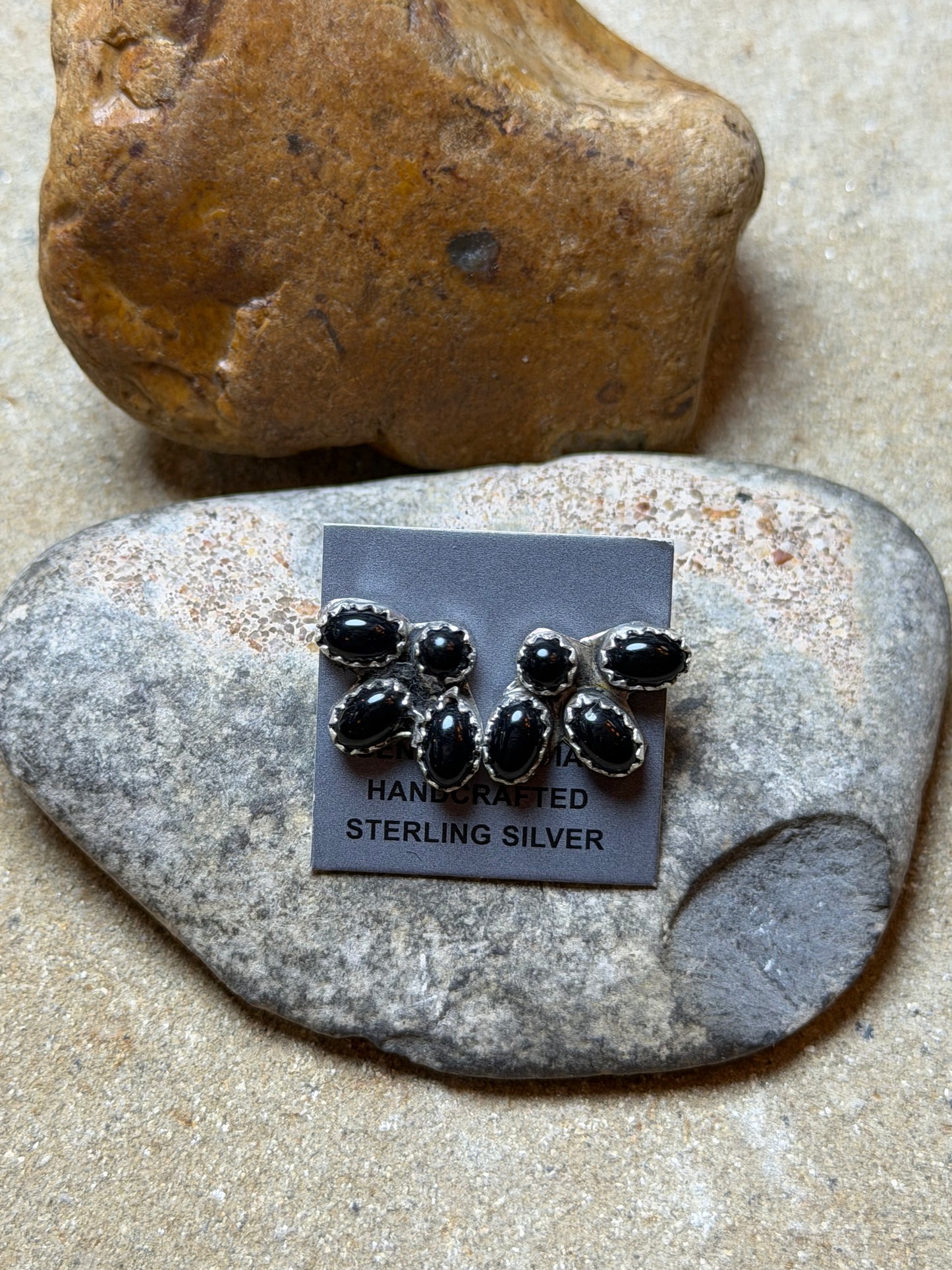 Bridgette, Sally, - 4 Stone Mini Black Onyx Stud Earrings