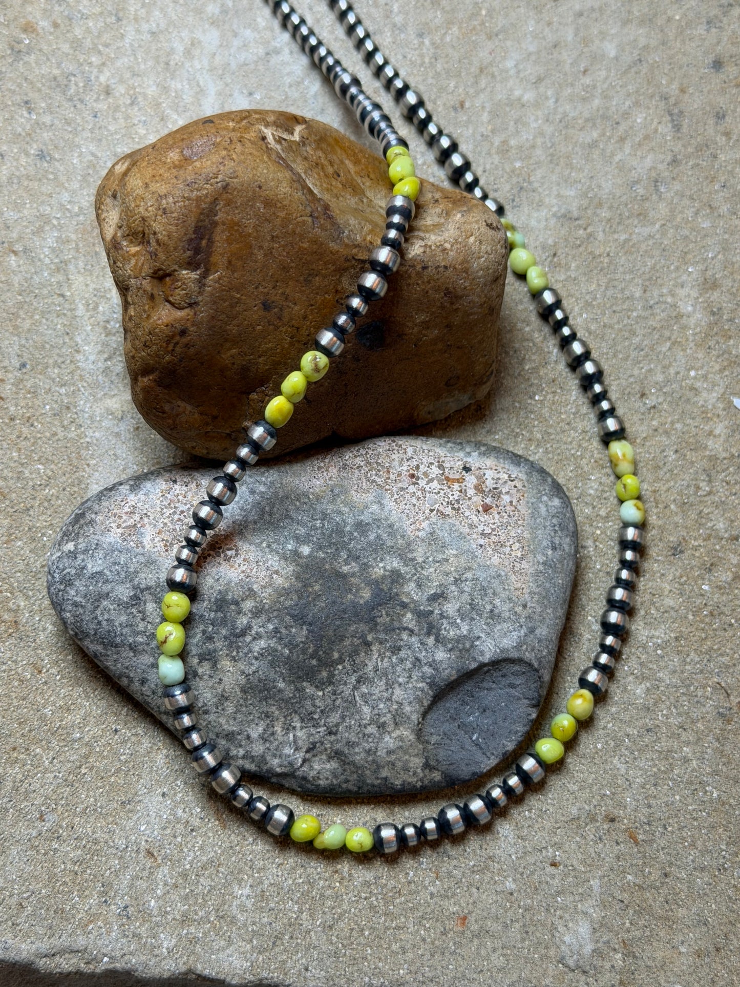 Westcoast - Machine Made Beaded Necklace w Palomino Beads - 16" Long