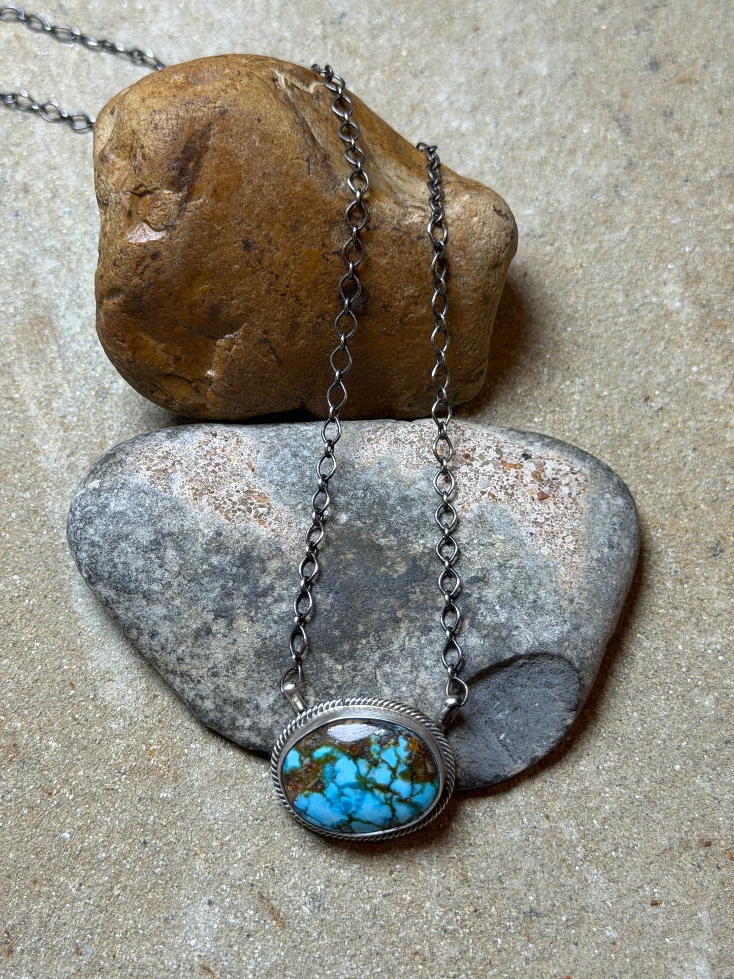 Sarah - Turquoise Oval Bar Style Necklace