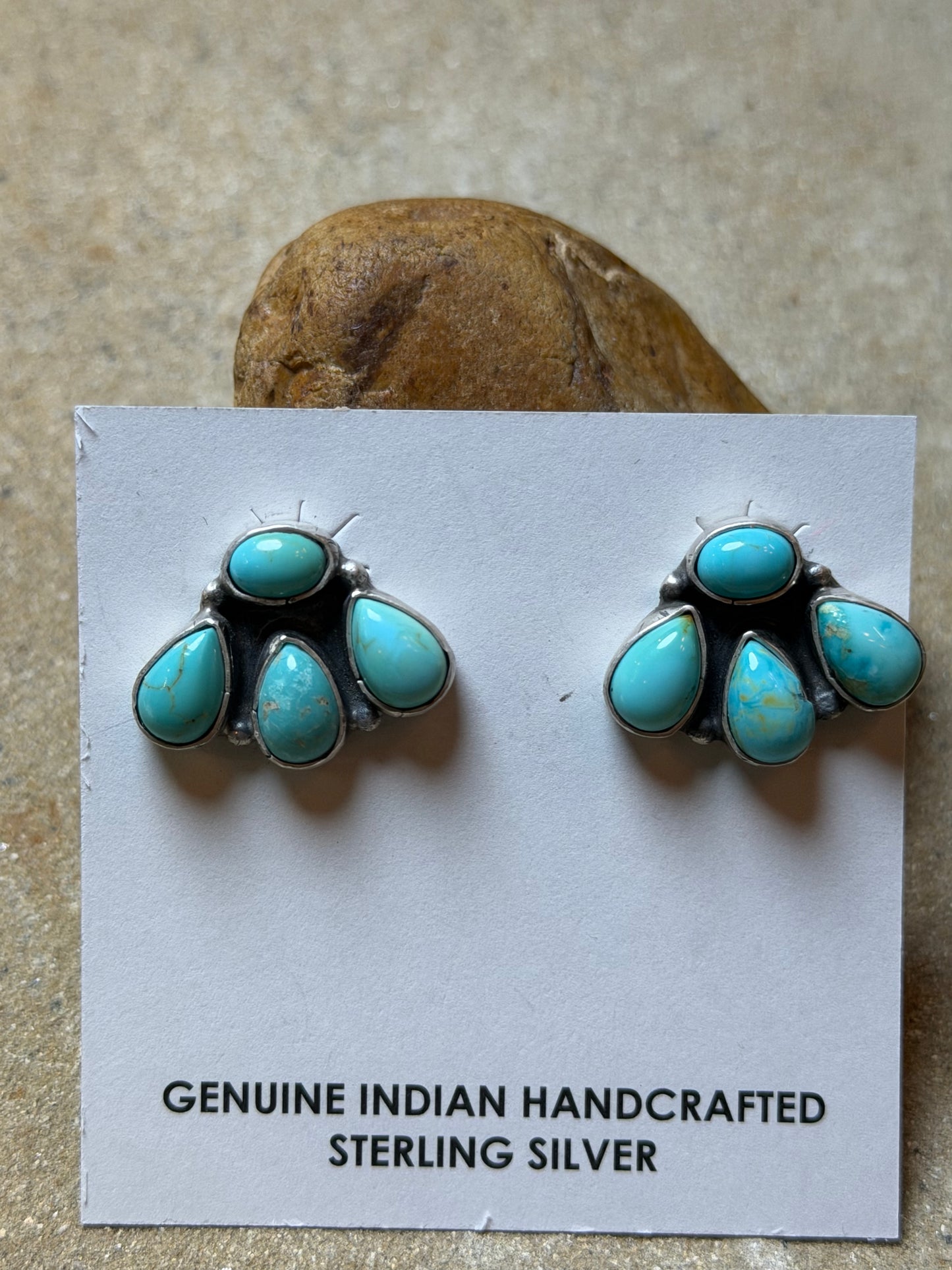 Jen - 4 Stone Turquoise 1/4 Cluster Stud Earrings