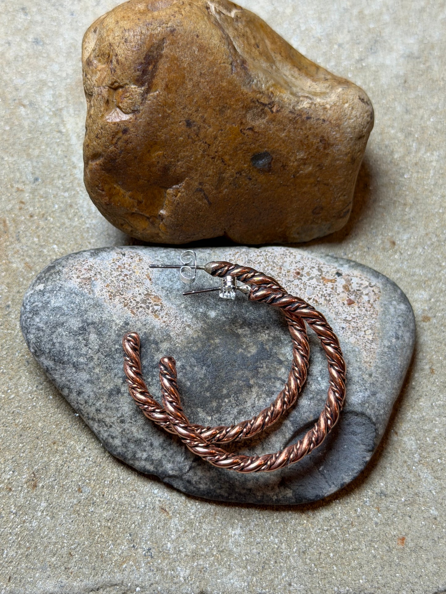 Sally - Twisted Copper Hoop Earrings