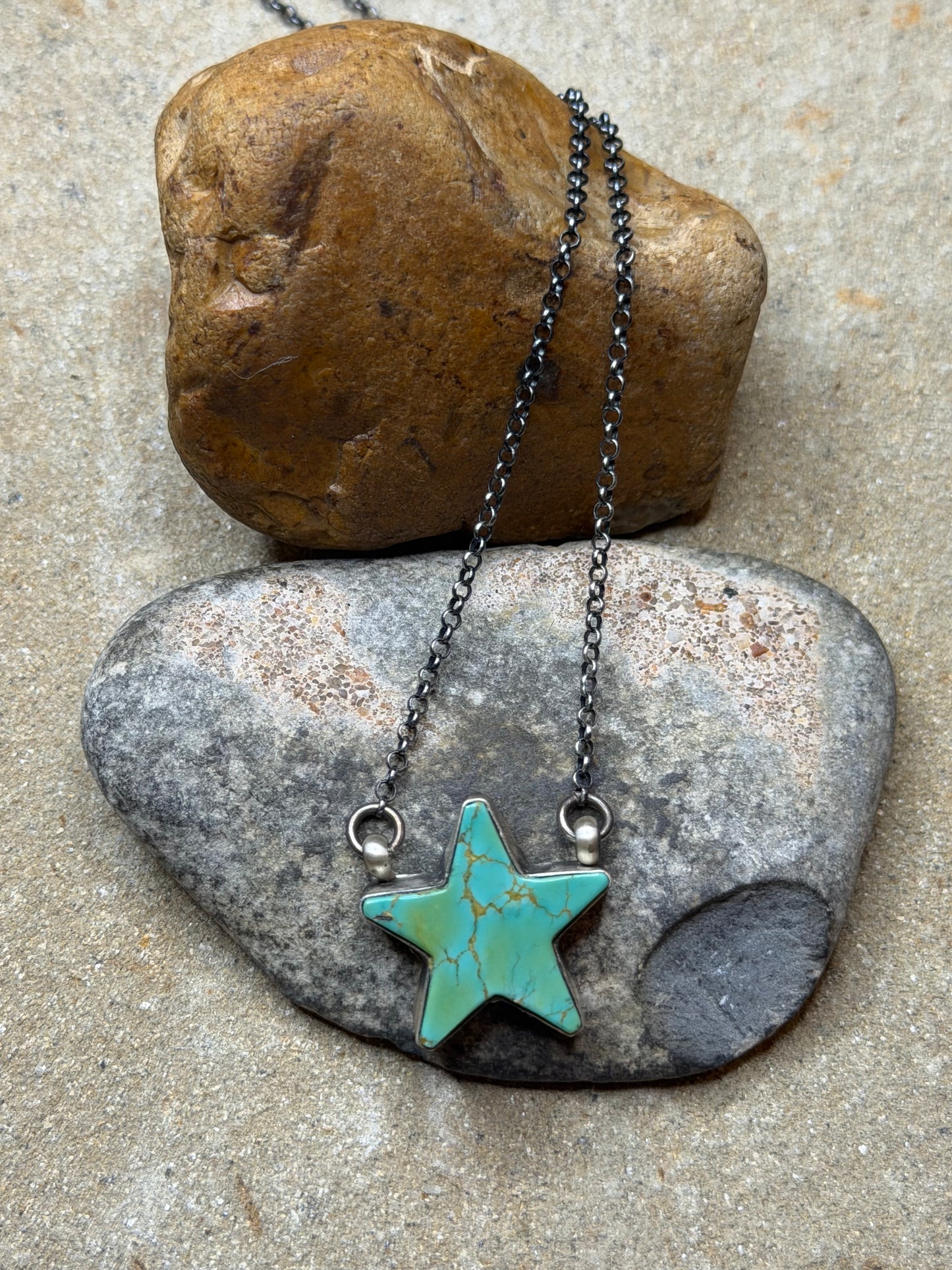 Cassy - Turquoise Star Bar Necklace - 16.75" Long