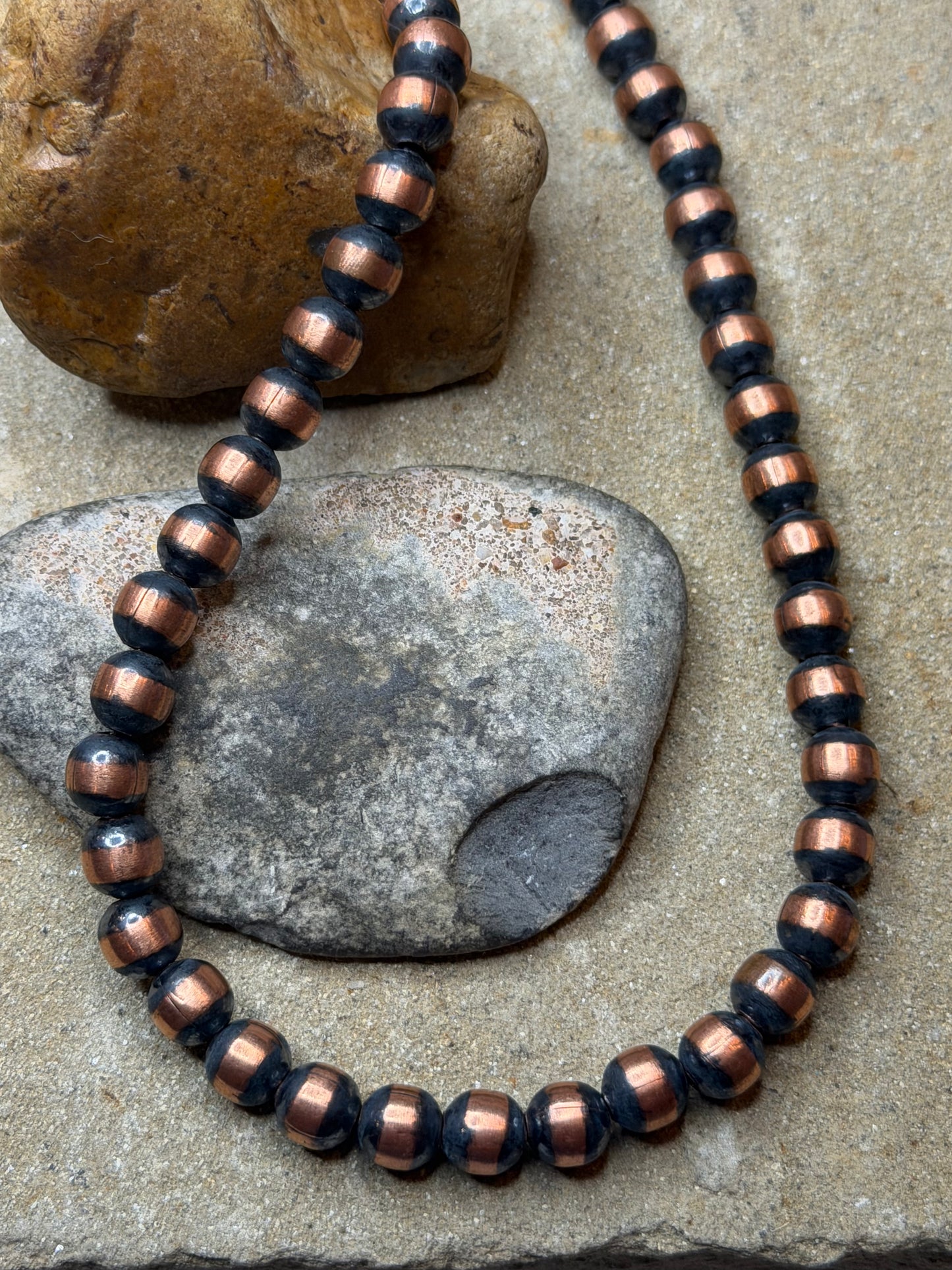 Maddy - 7.84mm Machine Made Beaded Copper Necklace - 20" Long
