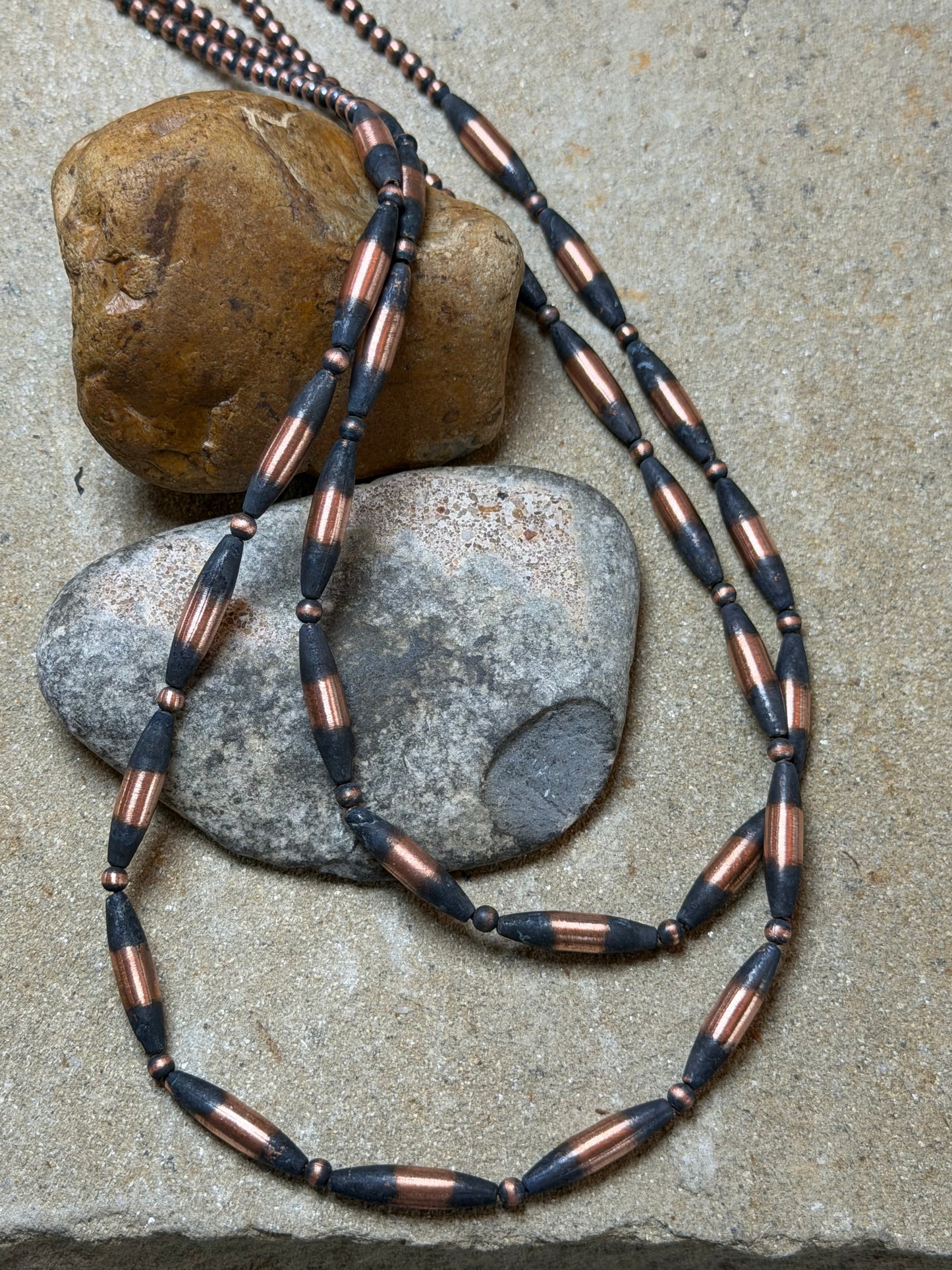 Denise - 2 - 4.6mm Machine Made Copper Torpedo Necklaces - 16" and 18.25" Long