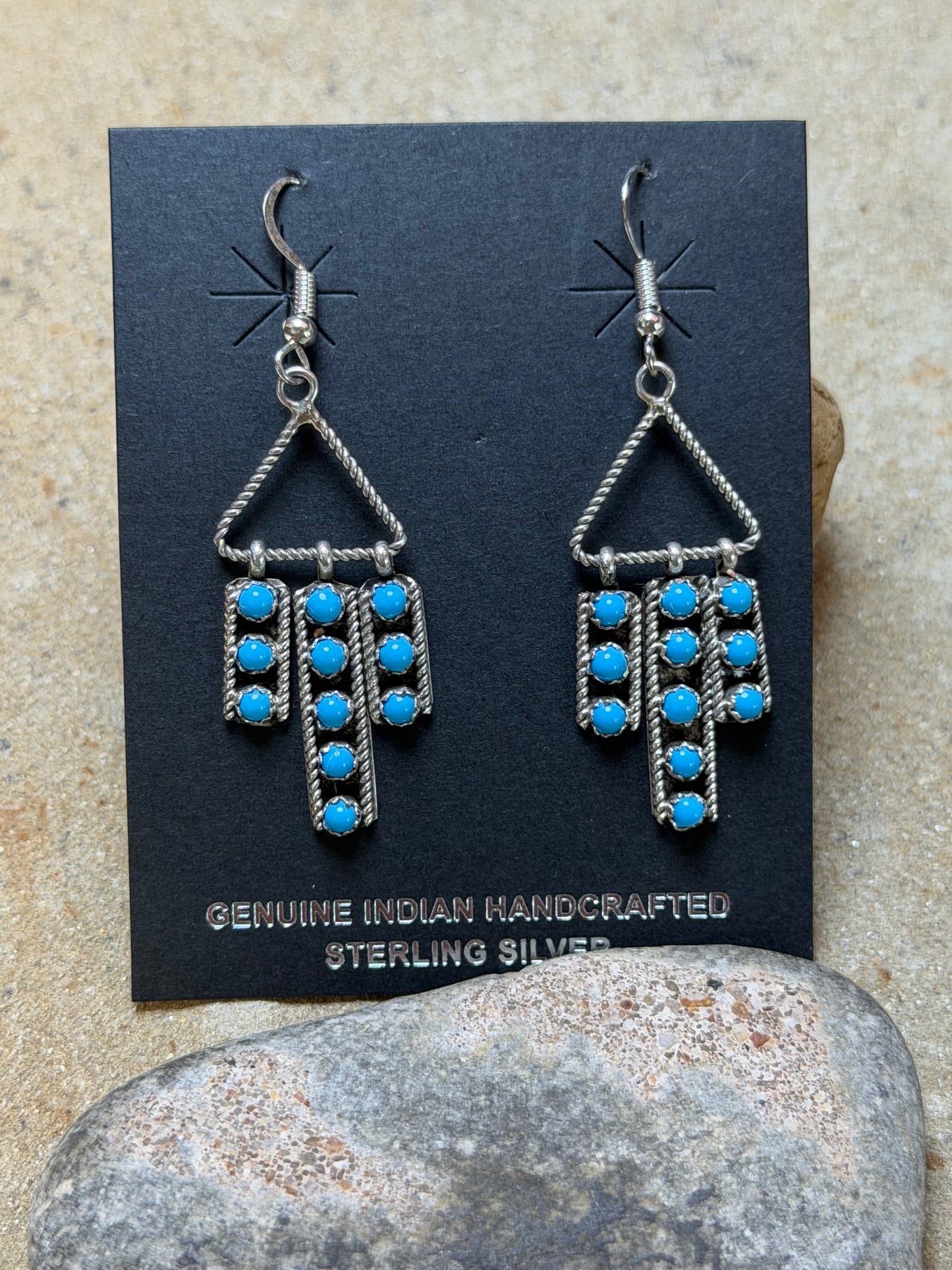 Westcoast - 3 Mini Bar Dangle Earrings w Turquoise Stones