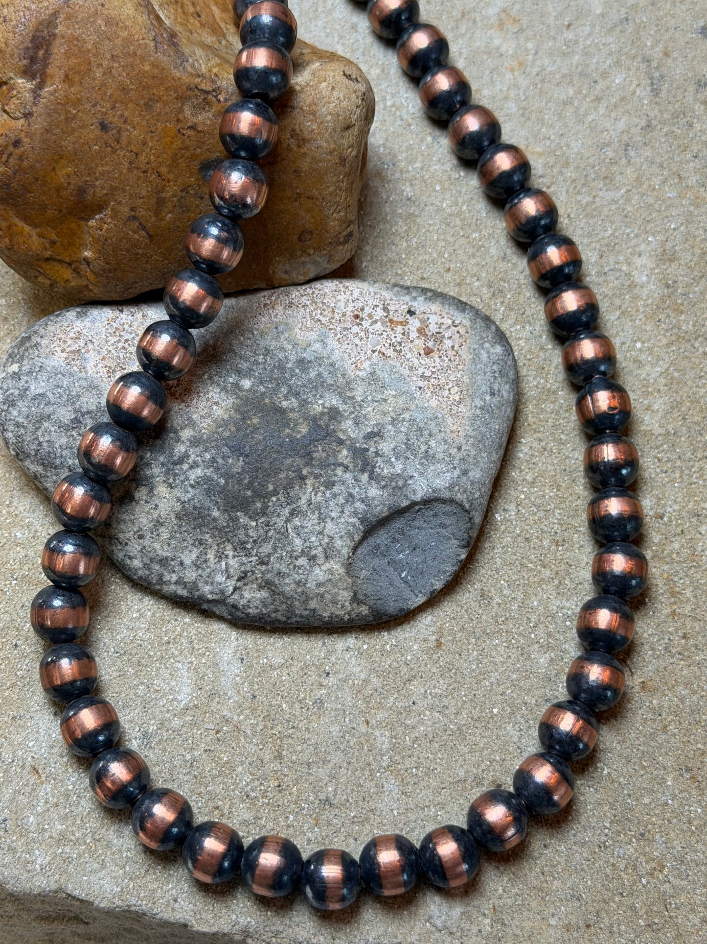 Stacey - 7.83mm Machine Made Copper Beaded Necklace - 24" Long