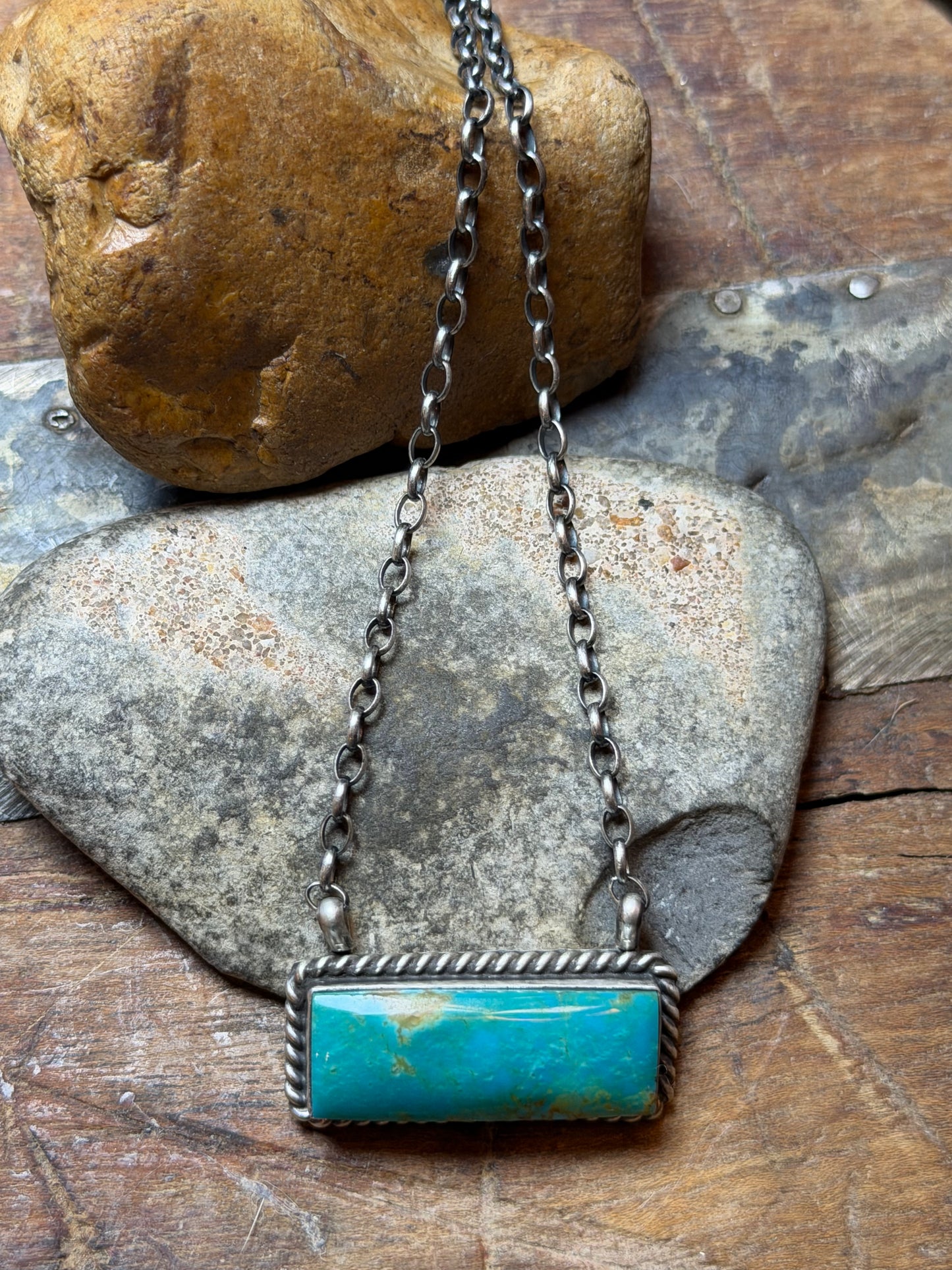 Westcoast - Turquoise Bar Necklace - 16.75" Long