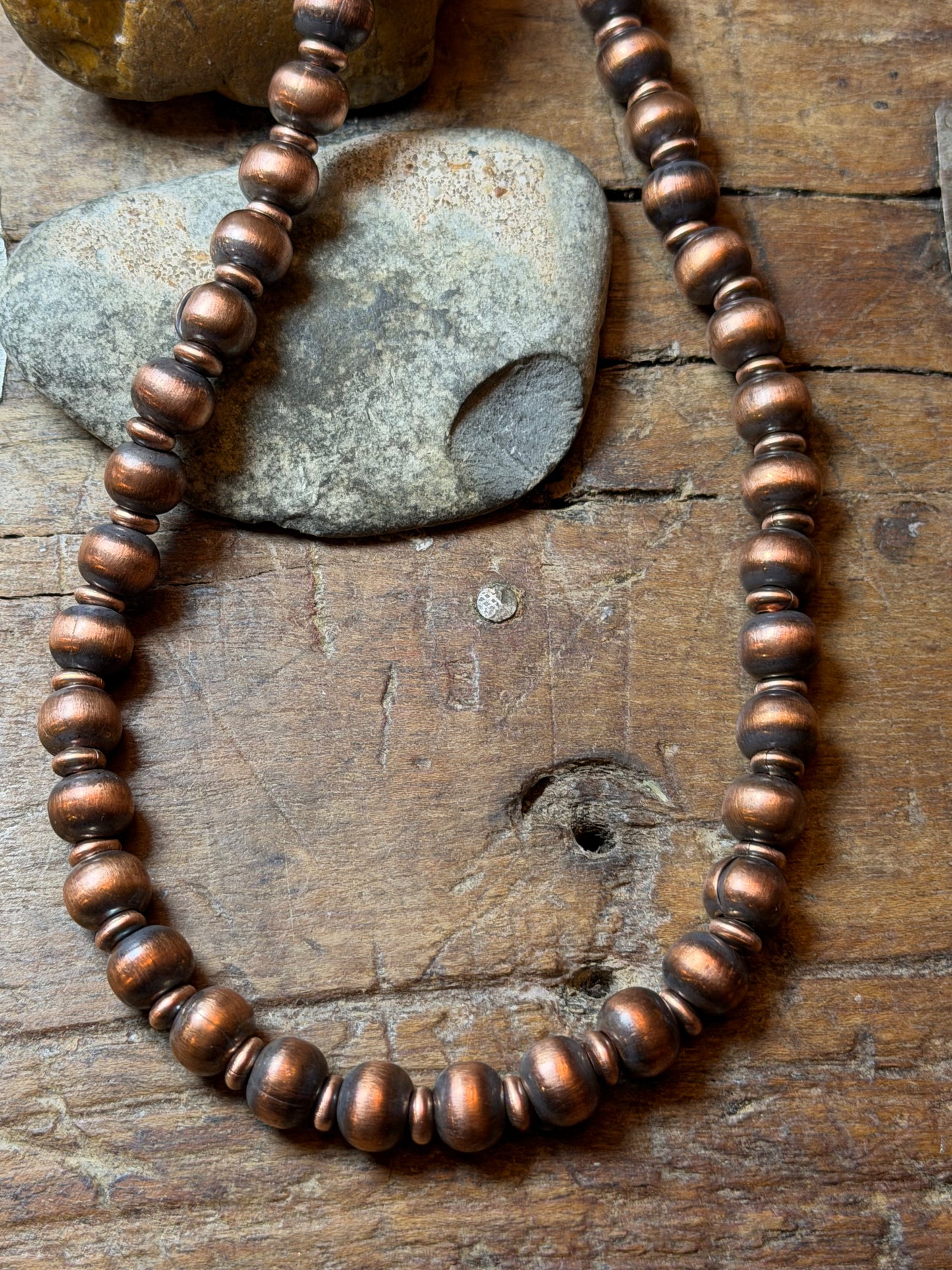 Mel - 9.35mm Machine Made Copper Beaded Necklace - 20" Long