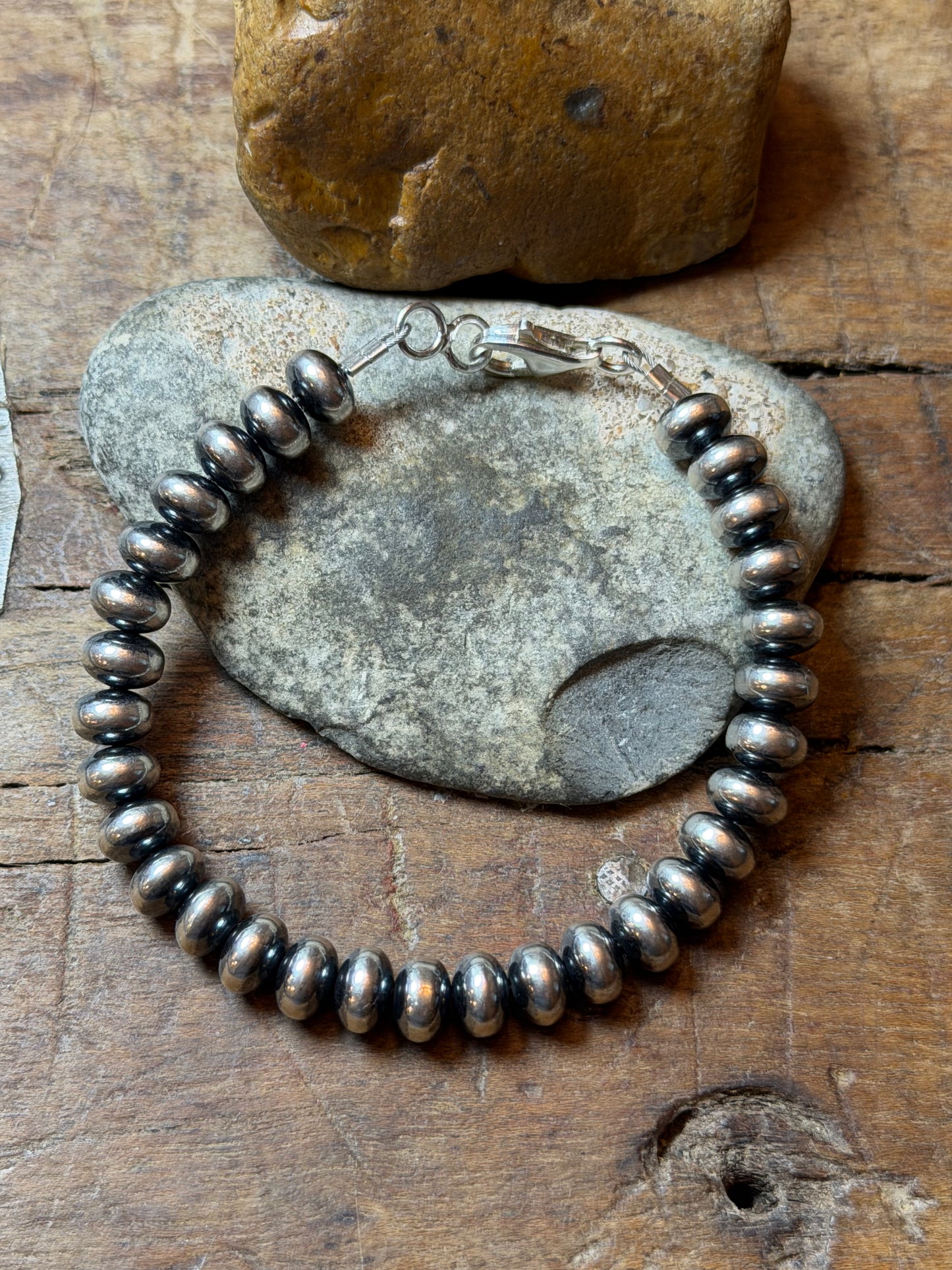 Sarah - 7.78mm Machine Made Beaded Bracelet - 7.75" Long