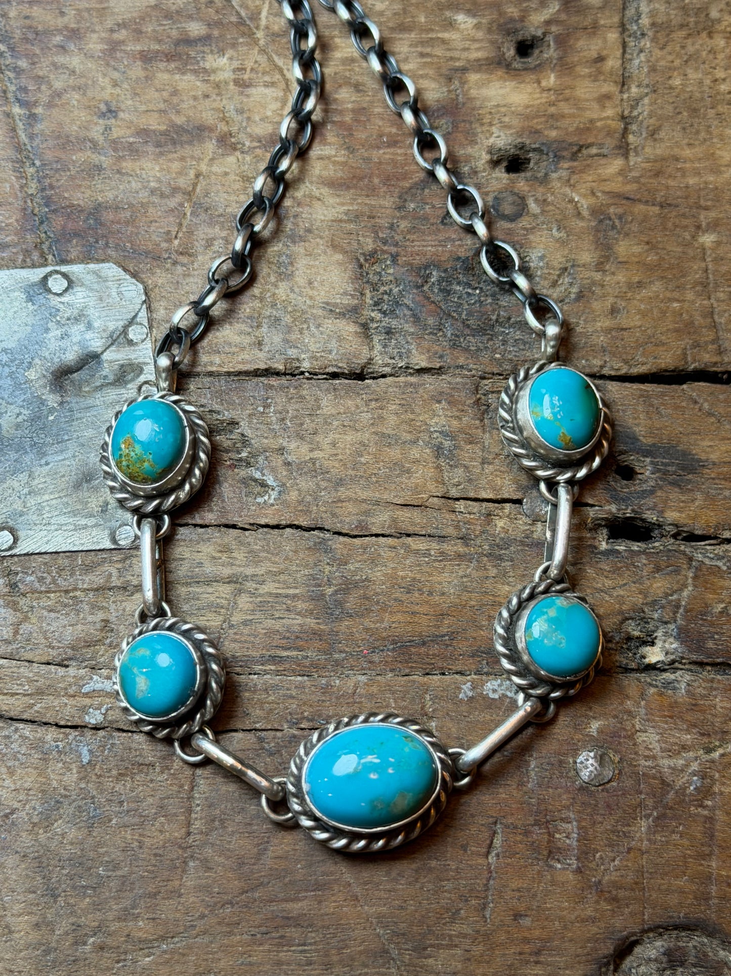Rachel A - Turquoise Choker Necklace - 17" Long