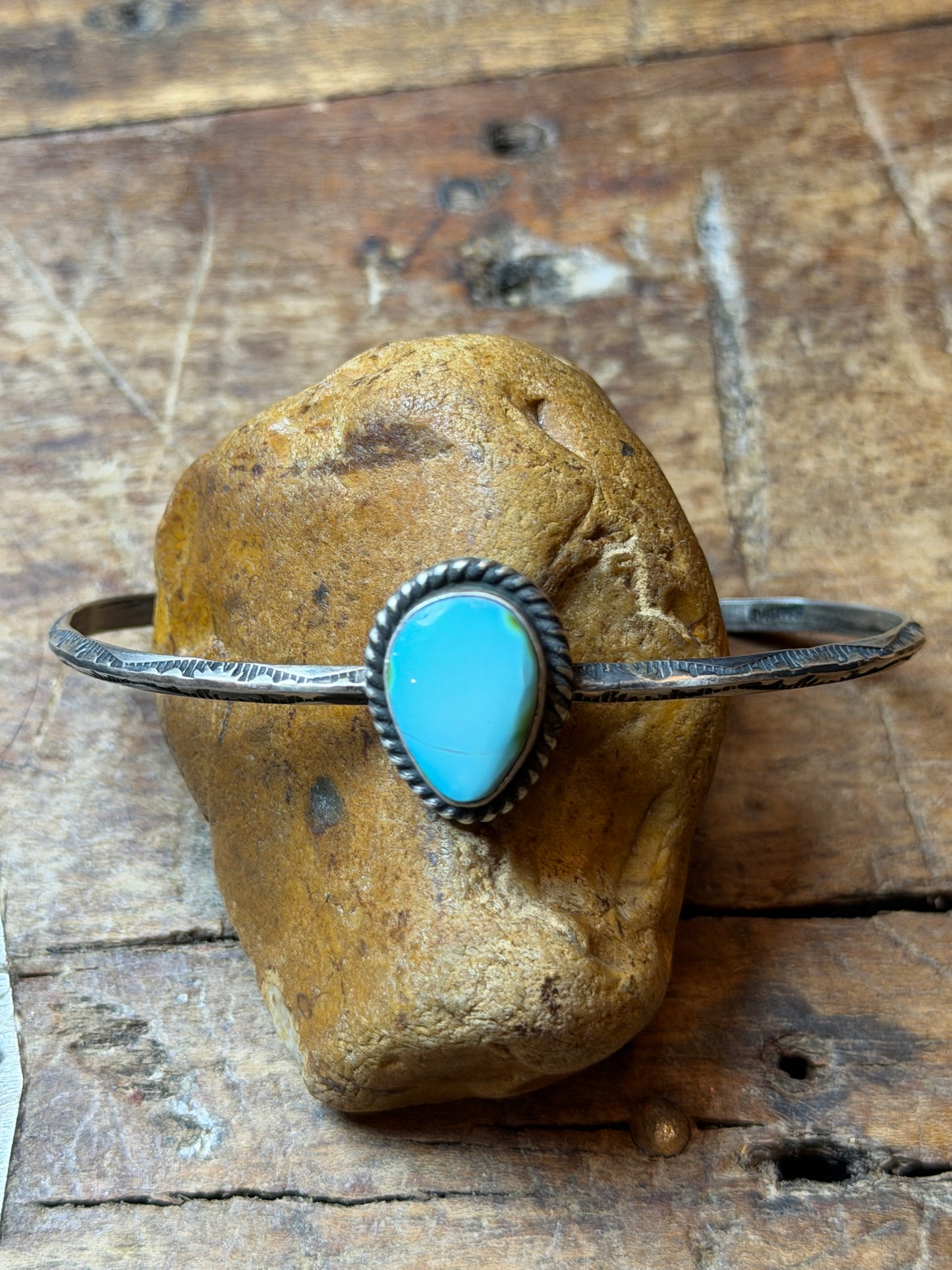 Leah - Sterling Cuff w Turquoise Stone - AS IS
