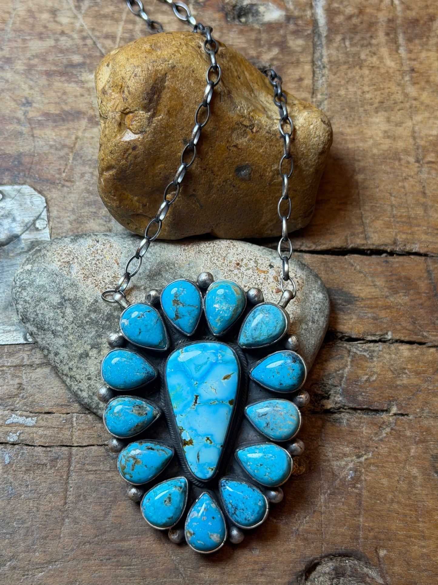 Bridgette - Statement Turquoise Cluster Necklace - 20' Long