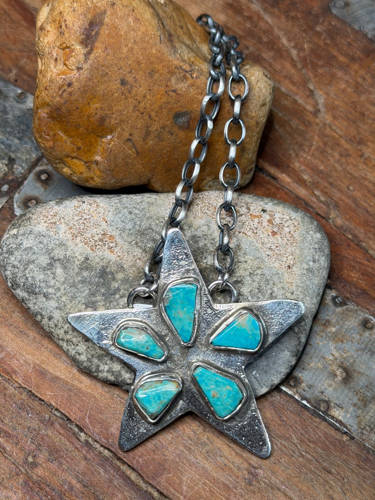 Lynda - Sterling Star Necklace w Turquoise Stones