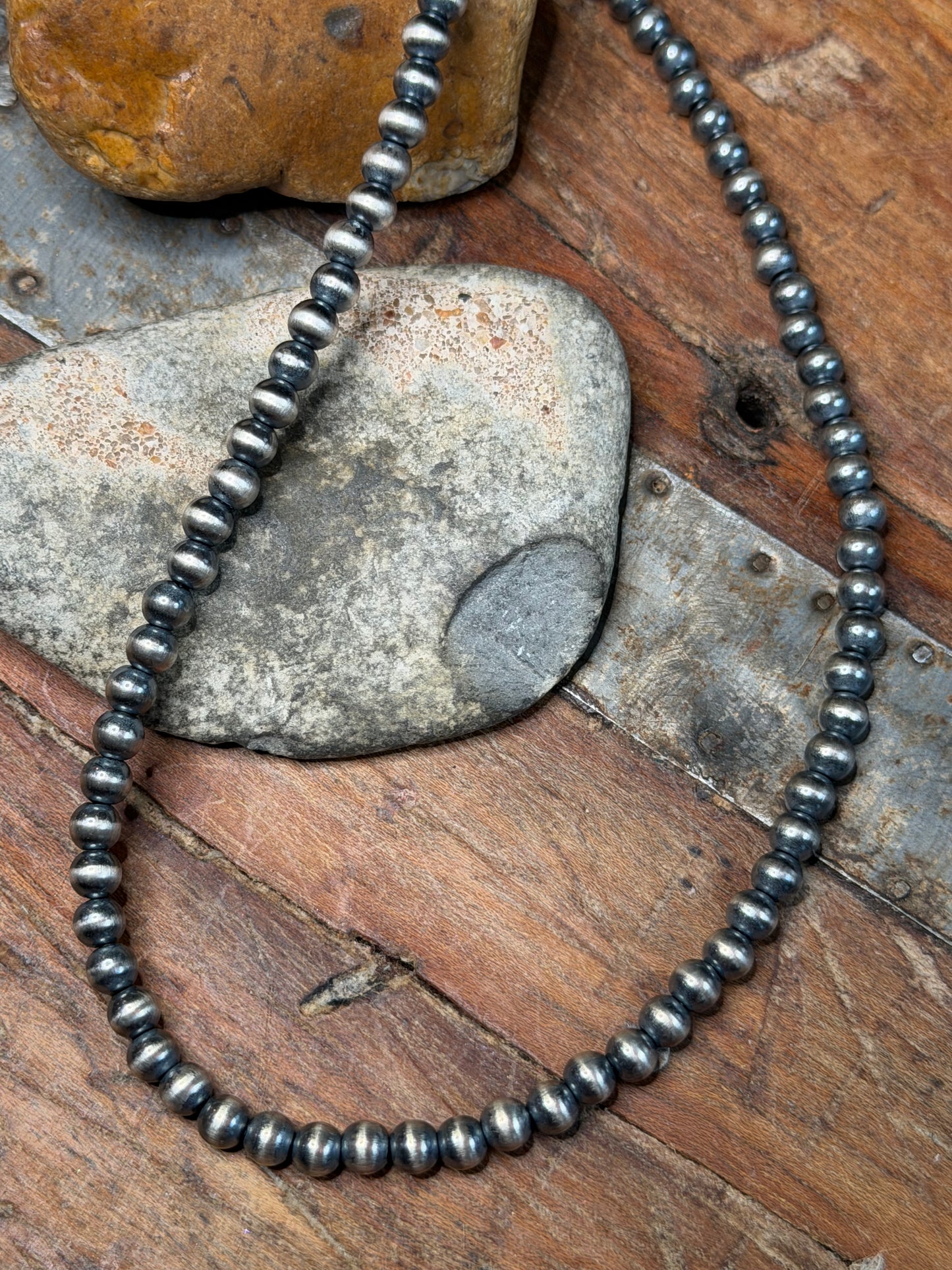 H - Harley - 5mm Machine Made Beaded Necklace - 16" Long