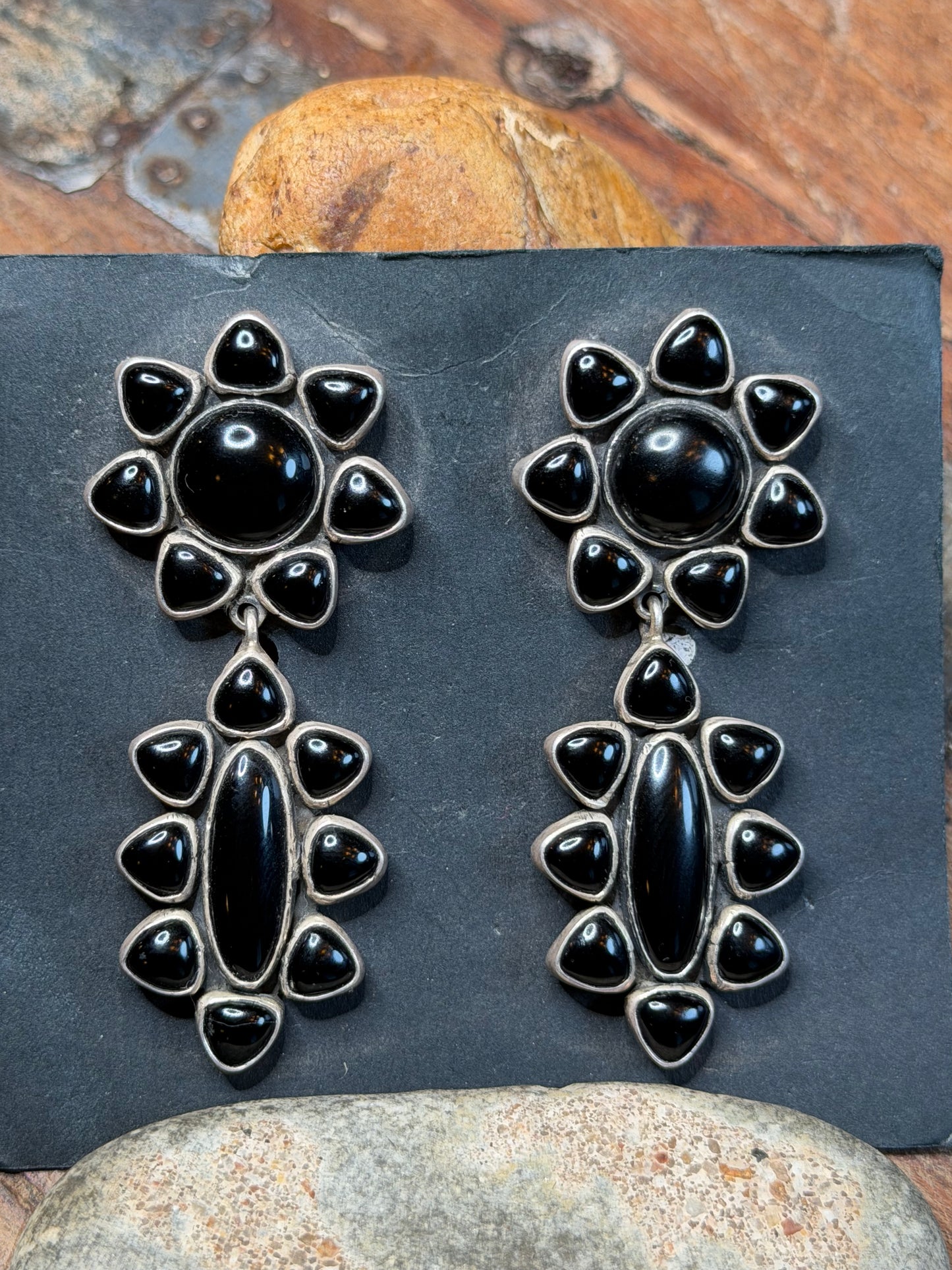 Sally - Federico Black Onyx Dangle Earrings