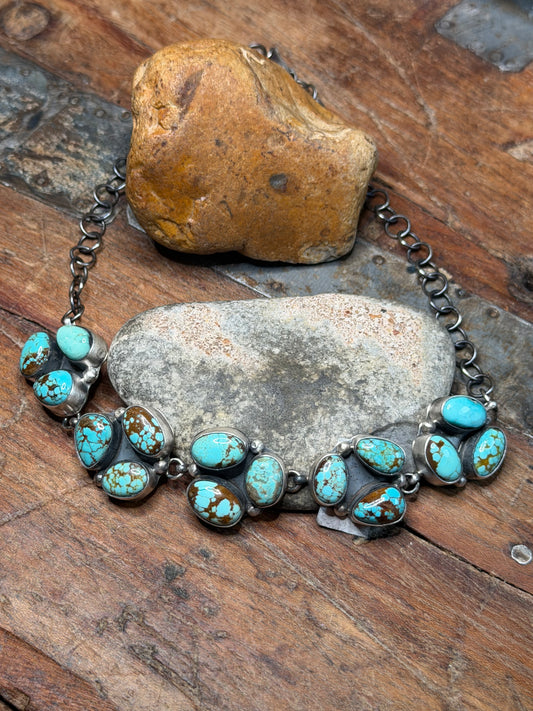 #8 Turquoise Choker Necklace - 14.75" Long