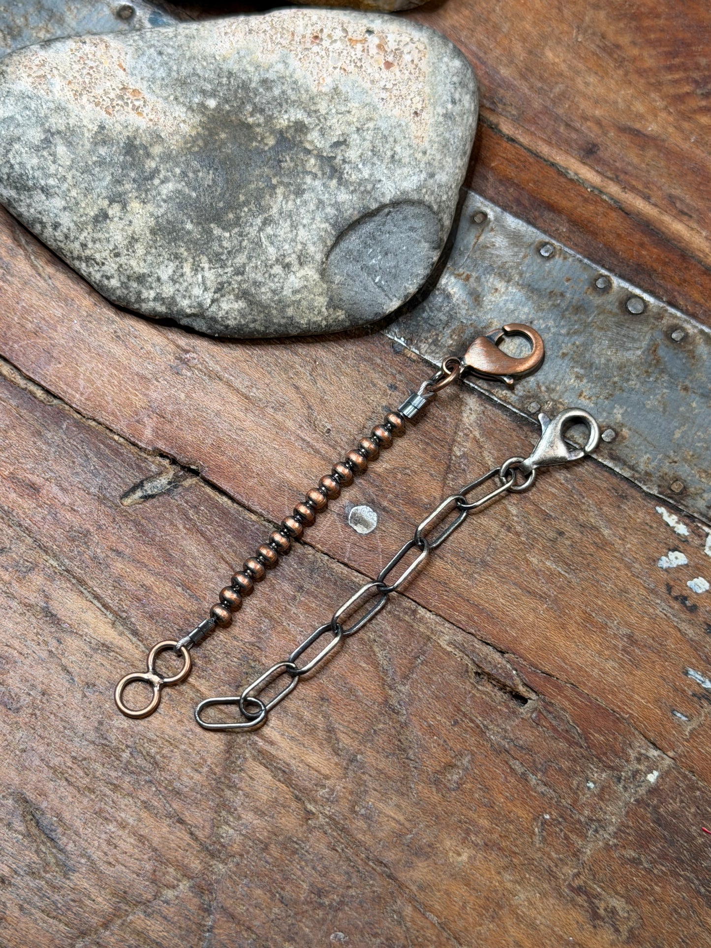 Stacey - Machine Made Beaded Copper Necklace Extender & Sterling Paperclip Extender